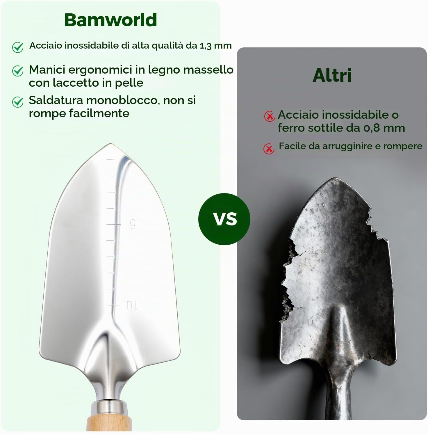 Thumbnail 3 de Bamworld Set da 9 Pezzi Attrezzi da Giardinaggio in Acciaio Inossidabile con Organizer – Kit Completo per Hobby e Preparazione aiuole