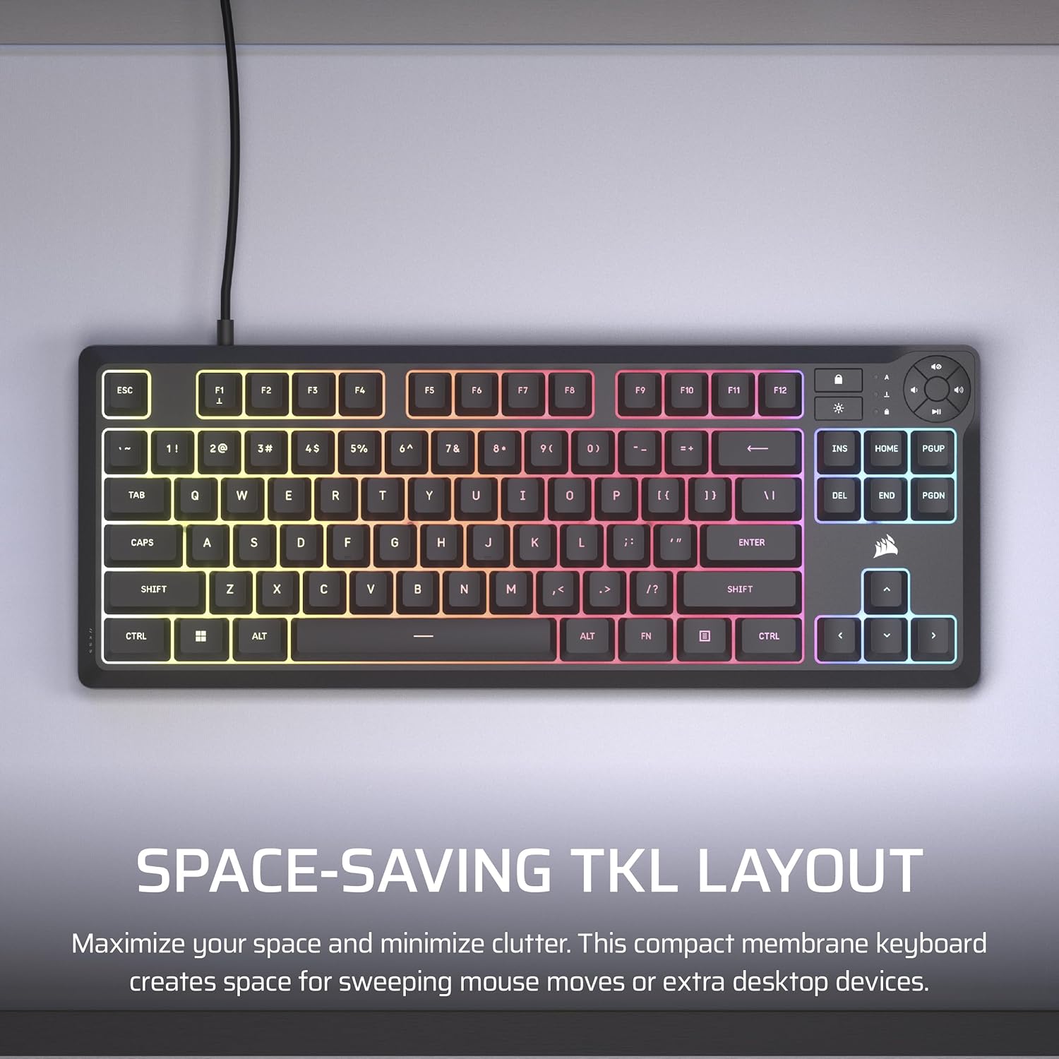 Detalle 2 de Corsair K55 CORE TKL RGB keyboard 1000Hz