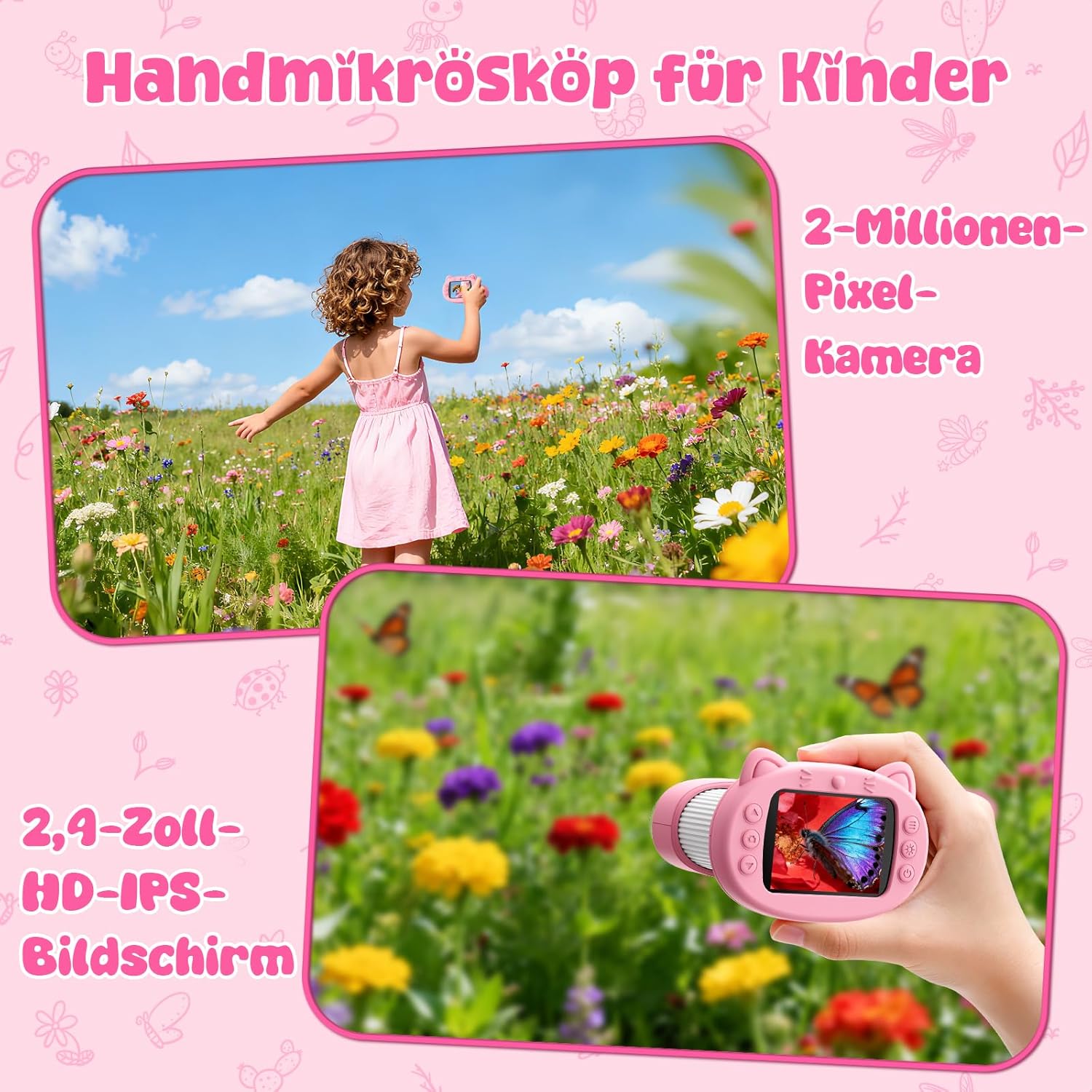 Thumbnail 1 de Yidoroye Kinder-Mikroskop mit 2,4" HD-Bildschirm und 1000X Zoom (digital, tragbar)