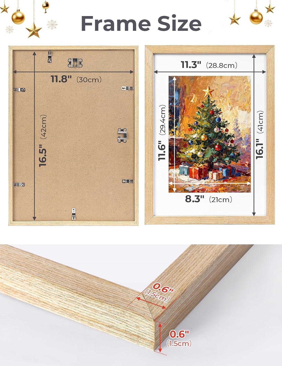 Thumbnail 3 de HOUSE DAY A3 Frame: Solid Wood A3 Picture Frame with Mount