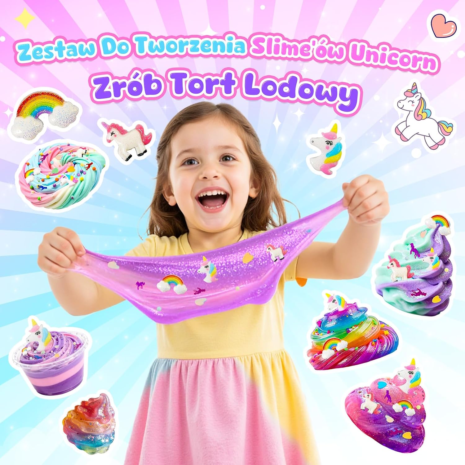 Thumbnail 1 de iKidiki slm – zestaw do slime’a Jednorożec, świecący proszek i 30 elementów