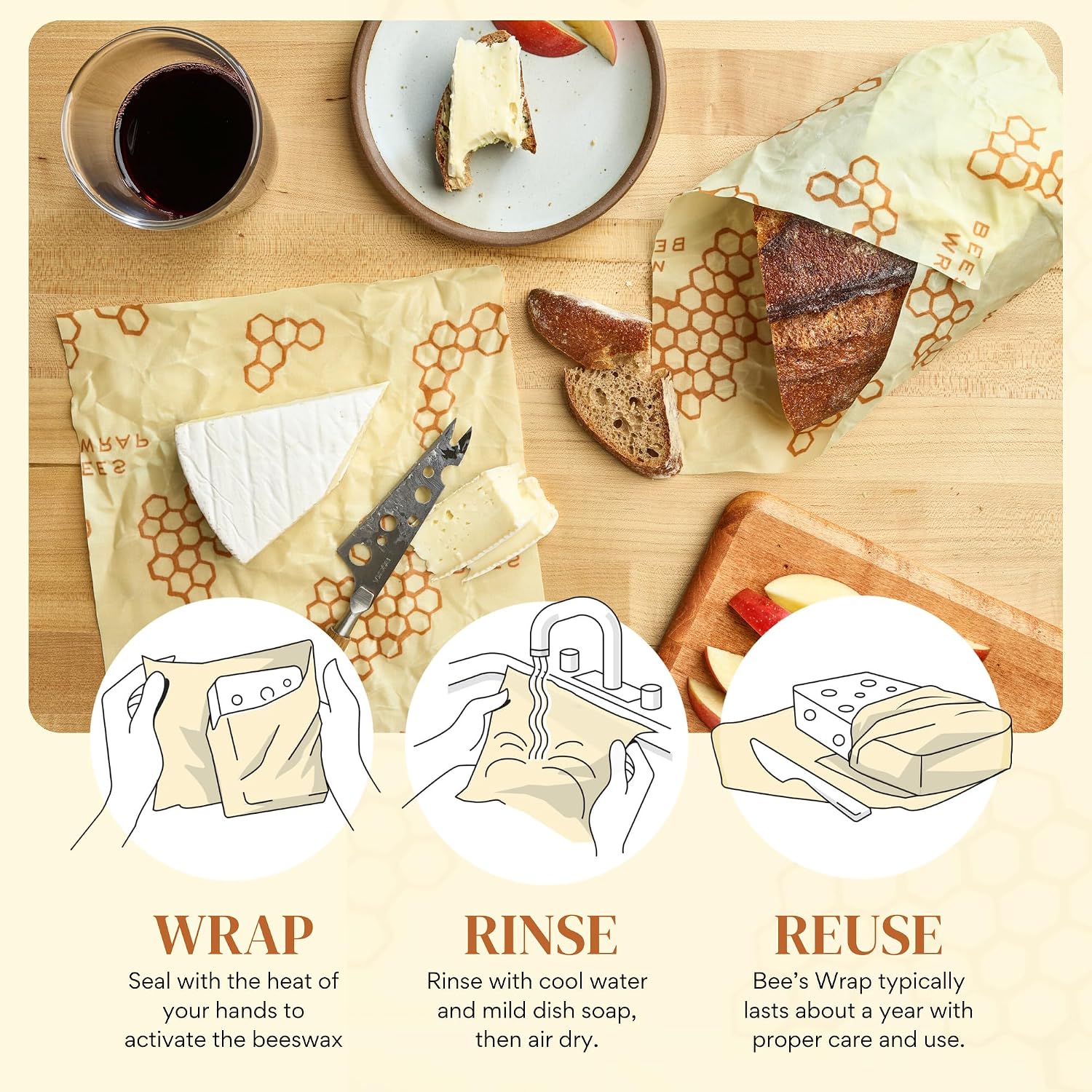Detalle de Bee's Wrap Beeswax Wrap Roll 14 x 53 in