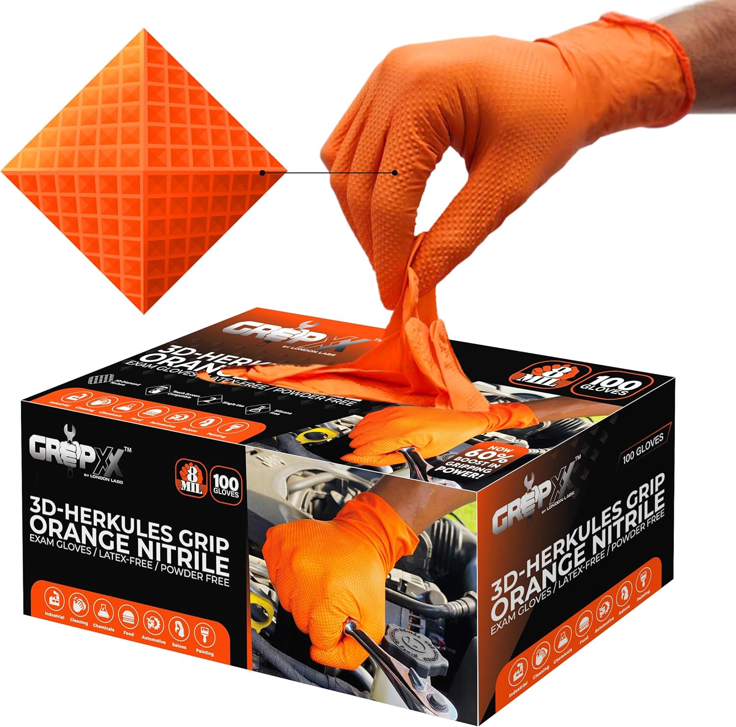 GRIPXX Herkules Grip Heavy Duty 8 mil Nitrile Gloves