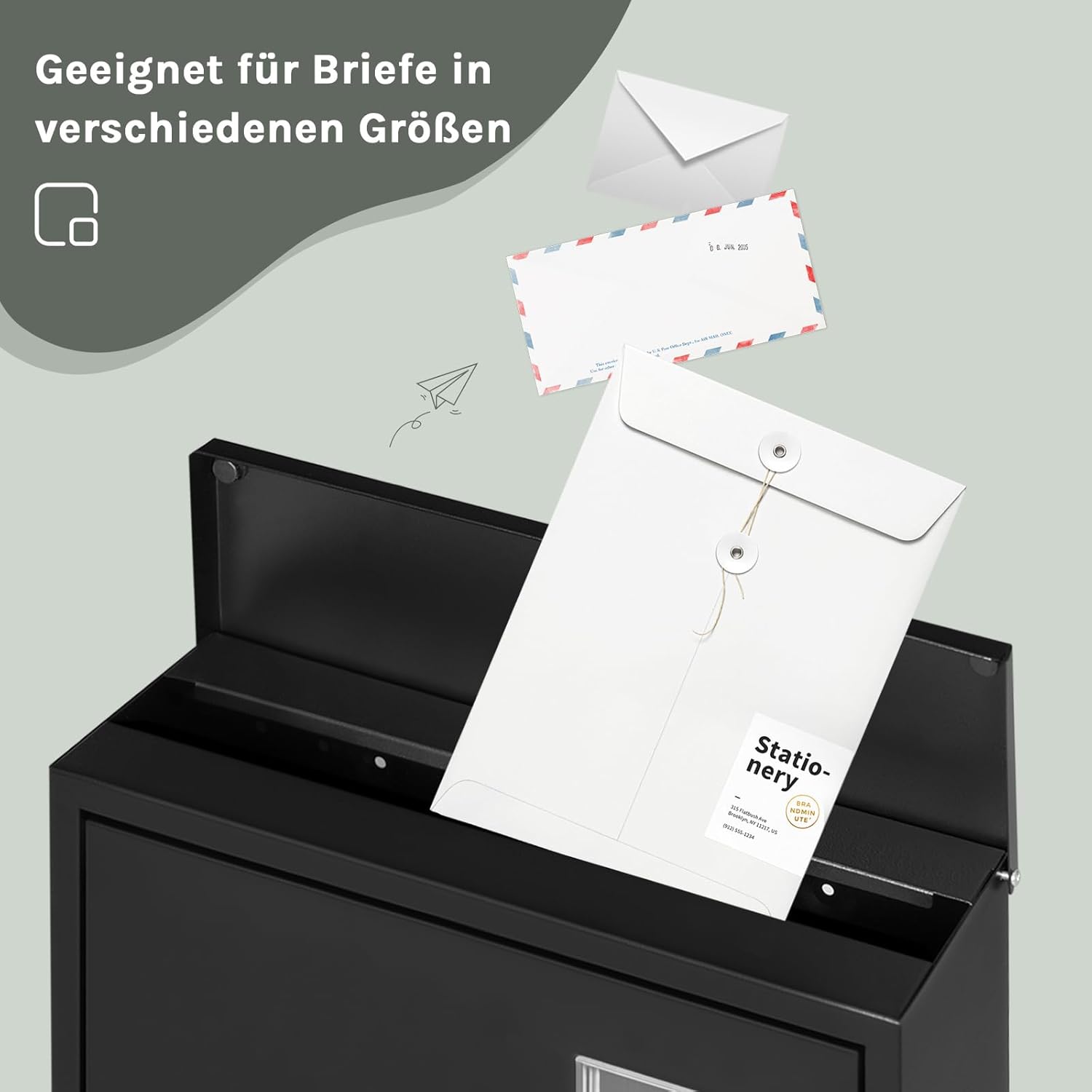 Thumbnail 6 de WOLTU Briefkasten mit Zeitungsfach 30,5x33,5x9 cm 📮