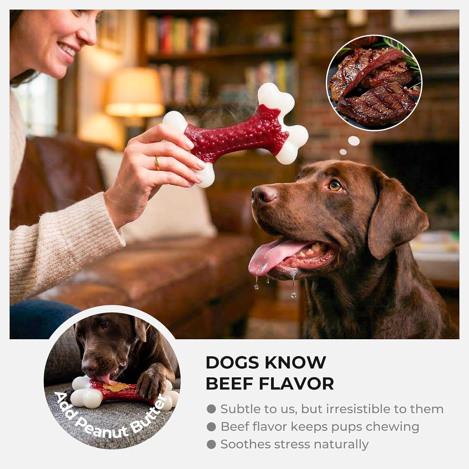 Detalle de ChienBox Nylon Bone Toy beef flavour for large dogs