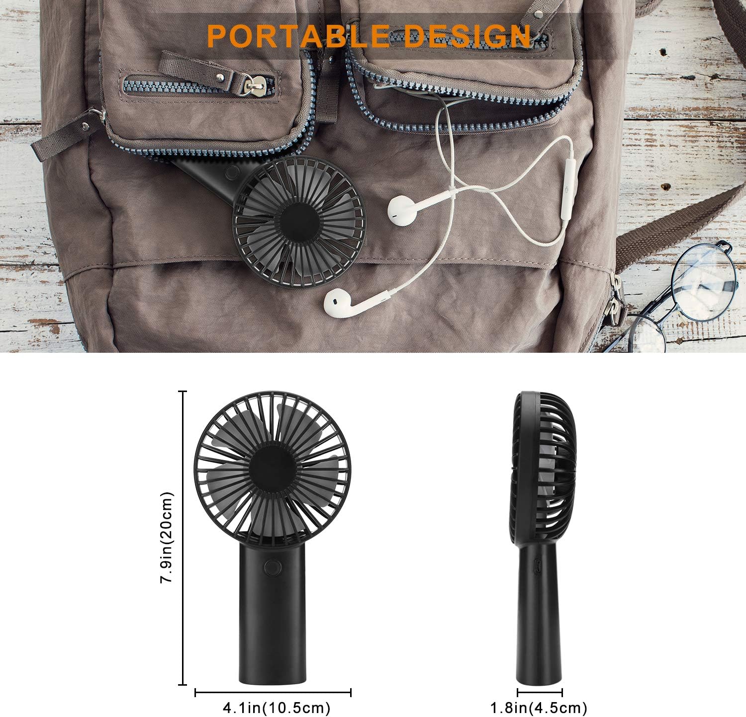 Thumbnail 4 de Mini Portable Handheld Fan with 4400mAh Battery (Coral Red) – Quiet USB Rechargeable Personal Fan