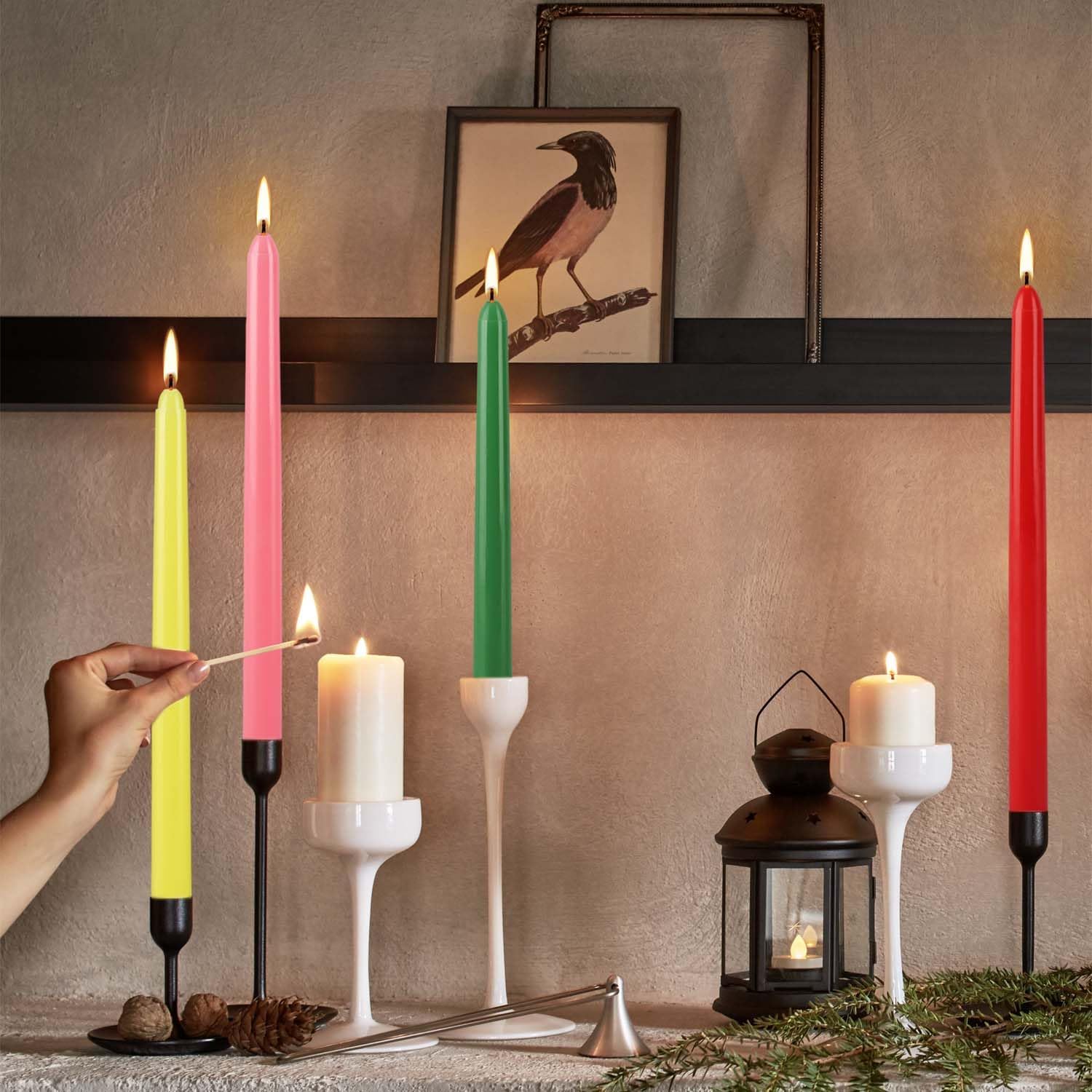 Detalle de Wfmolcand fltc243 10-Inch Taper Candles, 30-Pack, 10 Colors, Unscented