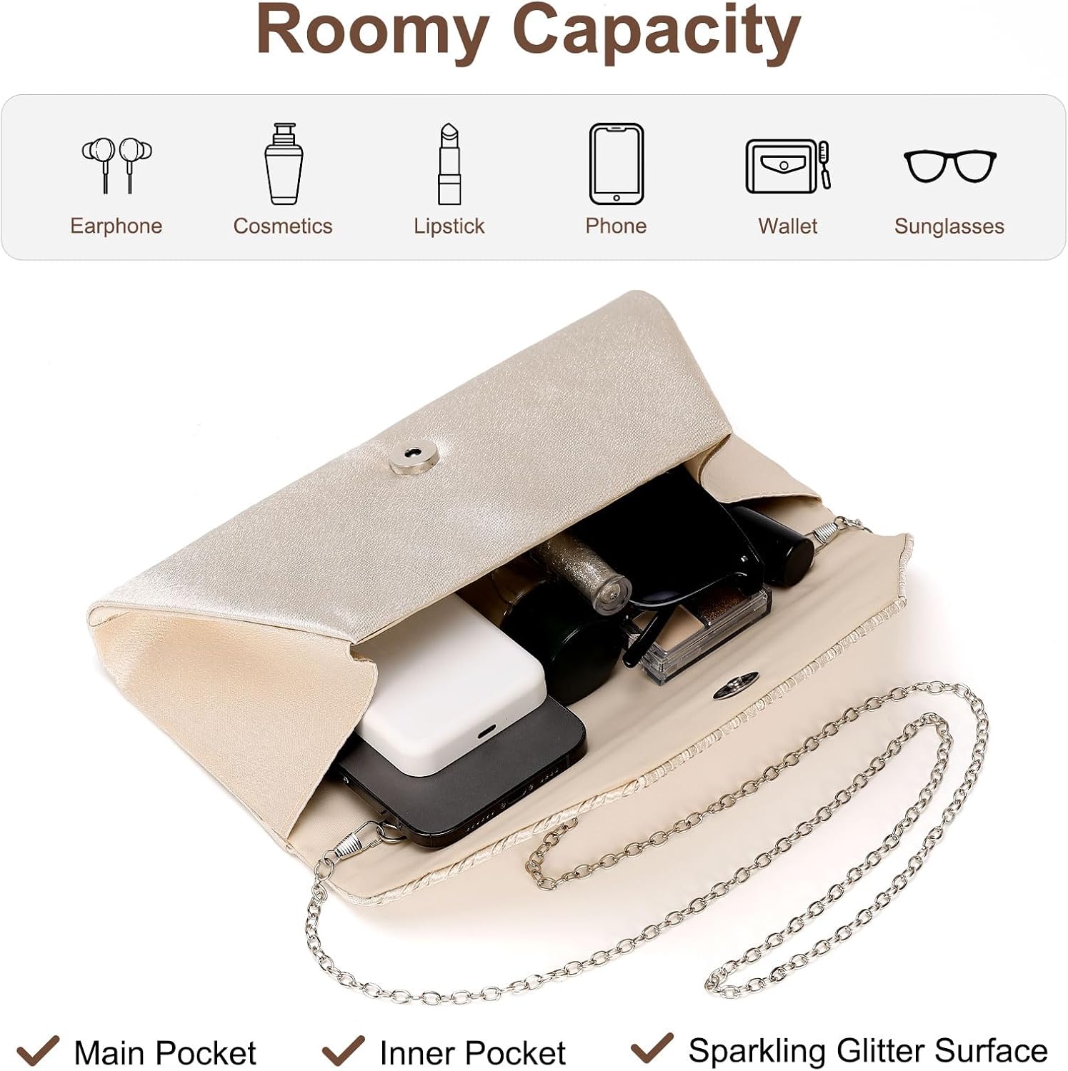 Thumbnail 4 de DTGN Evening Clutch Apricot Rhinestone