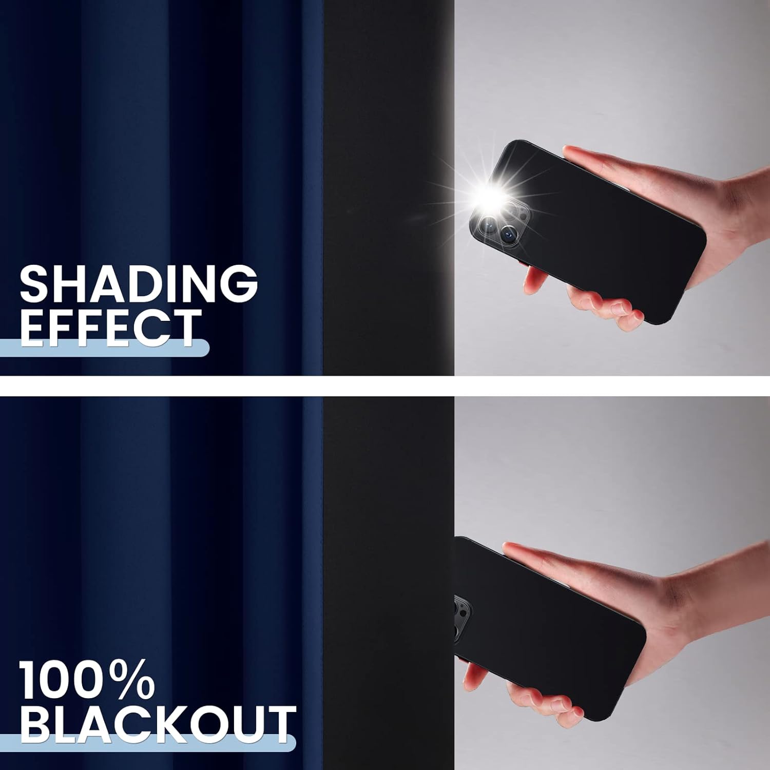 Thumbnail 2 de SimpleHome 100% Blackout Curtains for Bedroom, Navy Blue, 52 x 84 Inches, 2 Panels