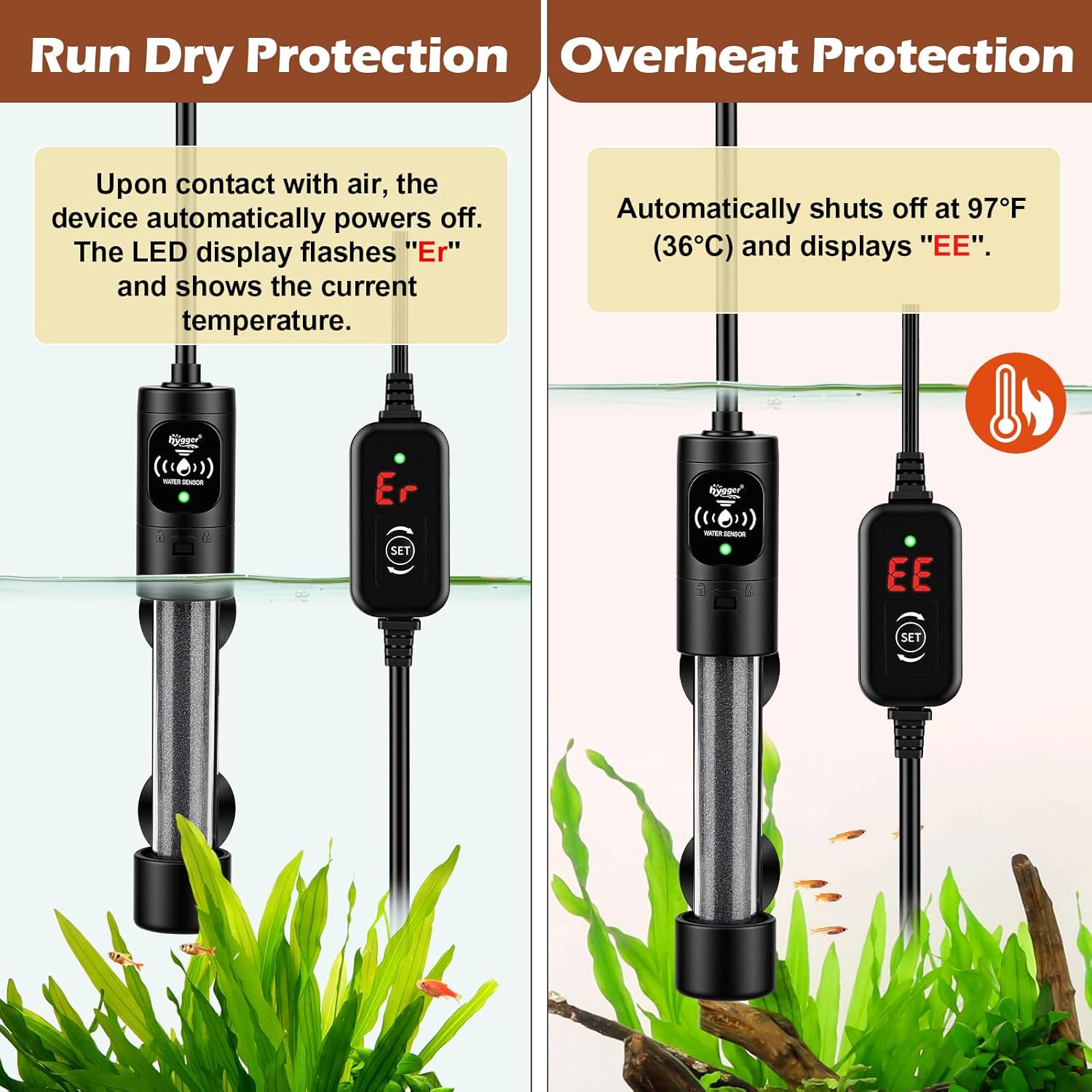 Thumbnail 3 de hygger 300W Submersible Aquarium Heater for 152–302L Tanks