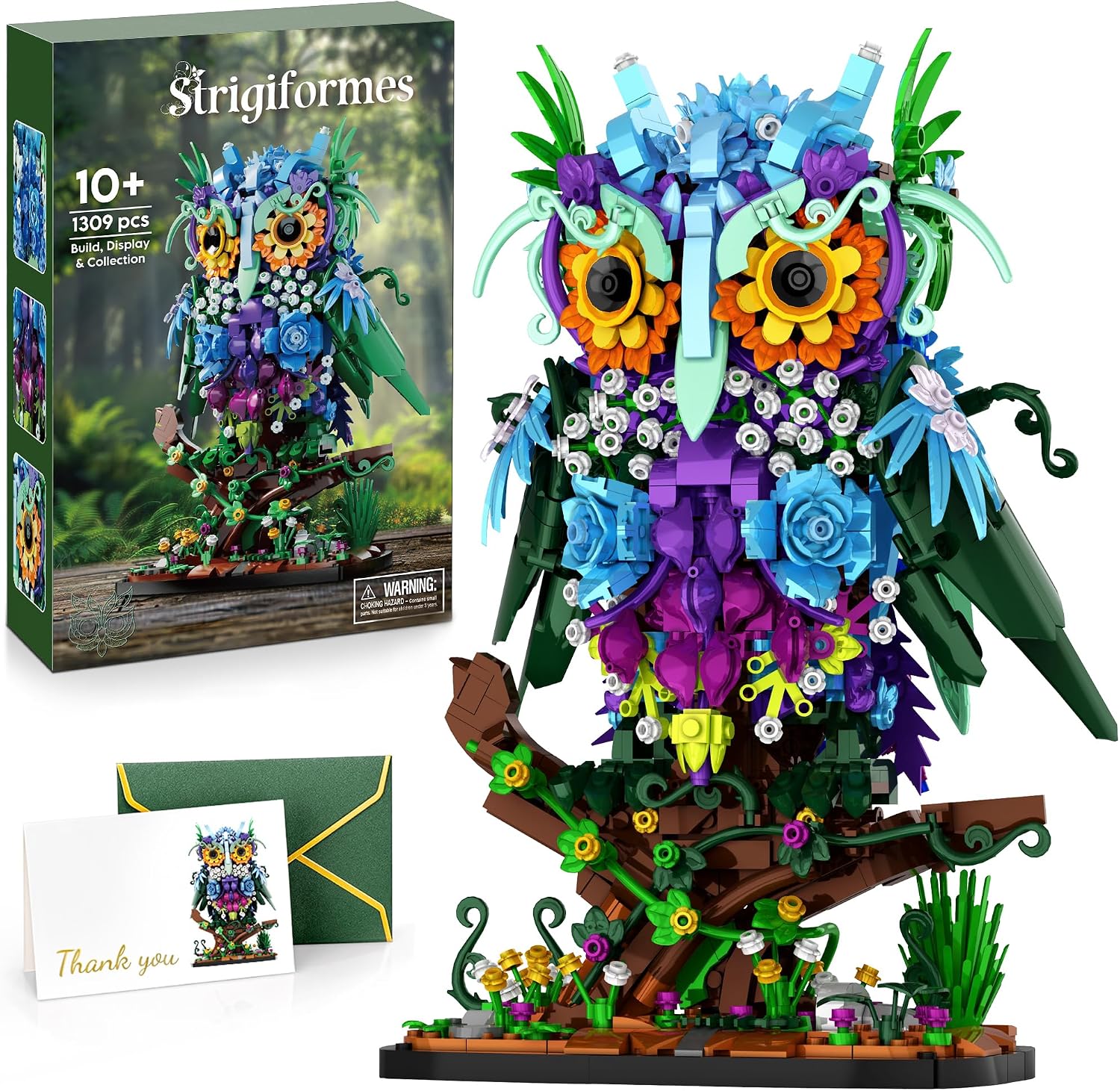 Detalle de JOJO&Peach floral owl building set, 1309 pieces