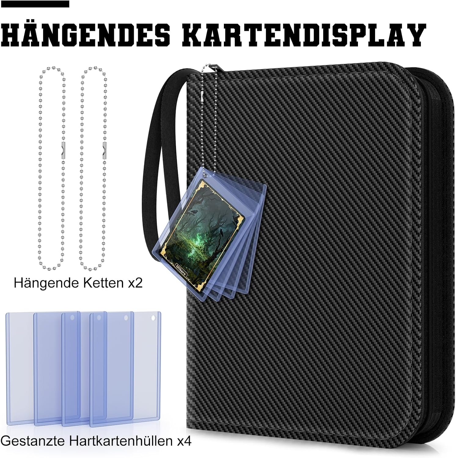 Detalle de Mlikero Sammelalbum für bis zu 720 Sammelkarten (9 Taschen) – 3-Ring-Ordner für MTG & Fußballkarten