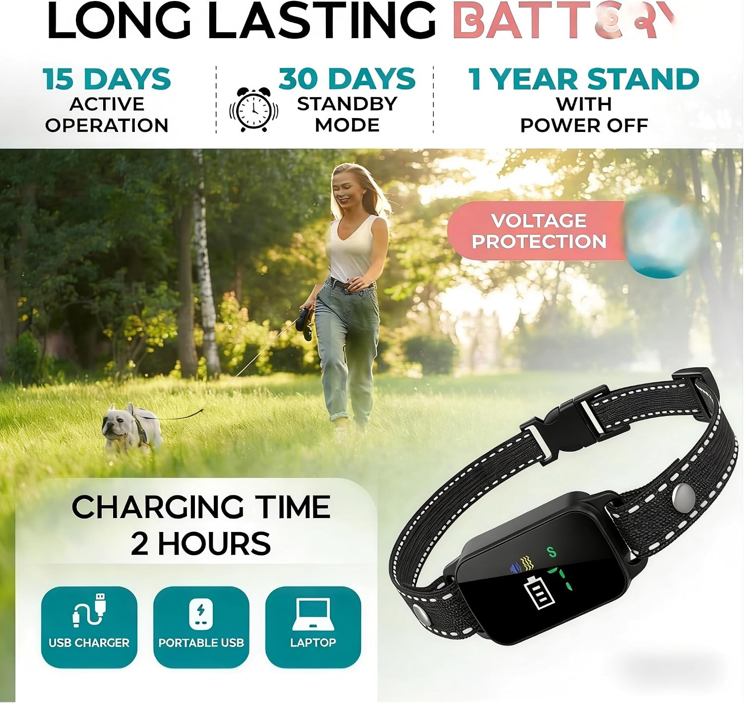 Thumbnail 6 de Dog Bark Collar 2Pack Small Anti Barking Collar for 5–60 lbs Dogs – IPX7 Waterproof, Rechargeable, 3 Modes