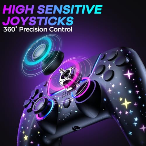 Detalle 2 de Pogriko manette sans fil pour PS5, PS5 Pro et Slim, éclairage RGB et boutons arrière