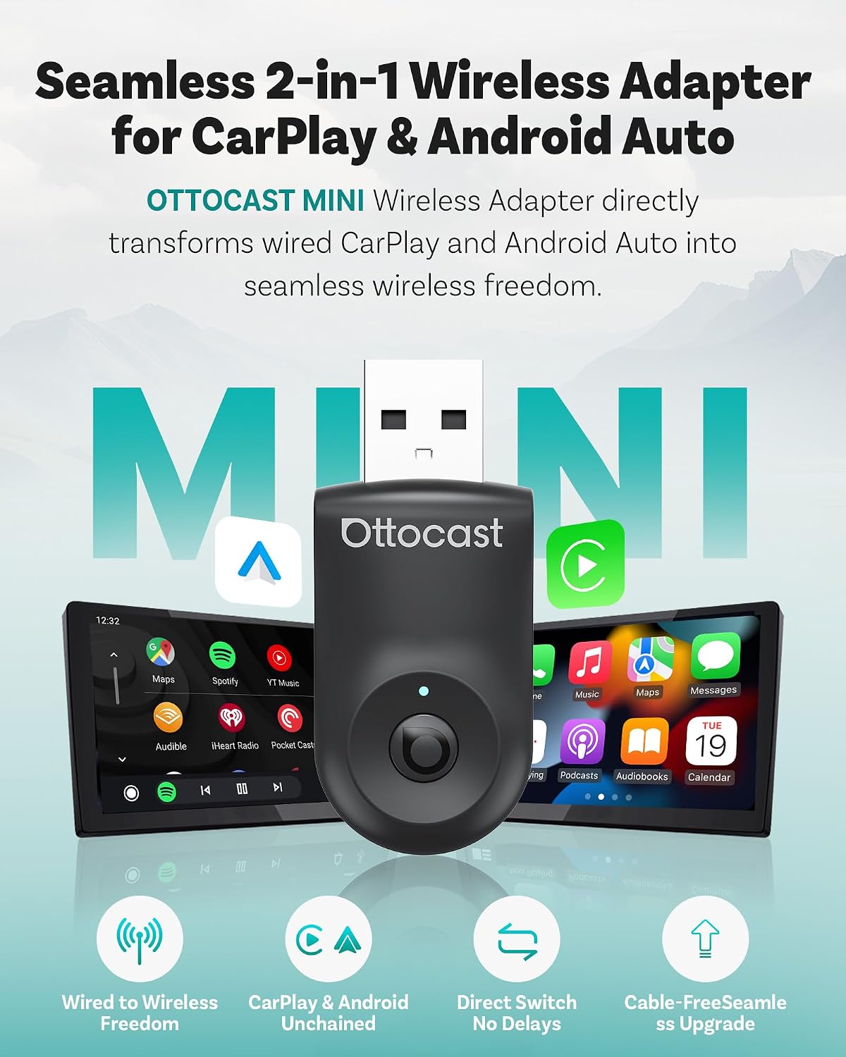 Detalle 2 de OTTOCAST Mini 2025 Wireless CarPlay adapter