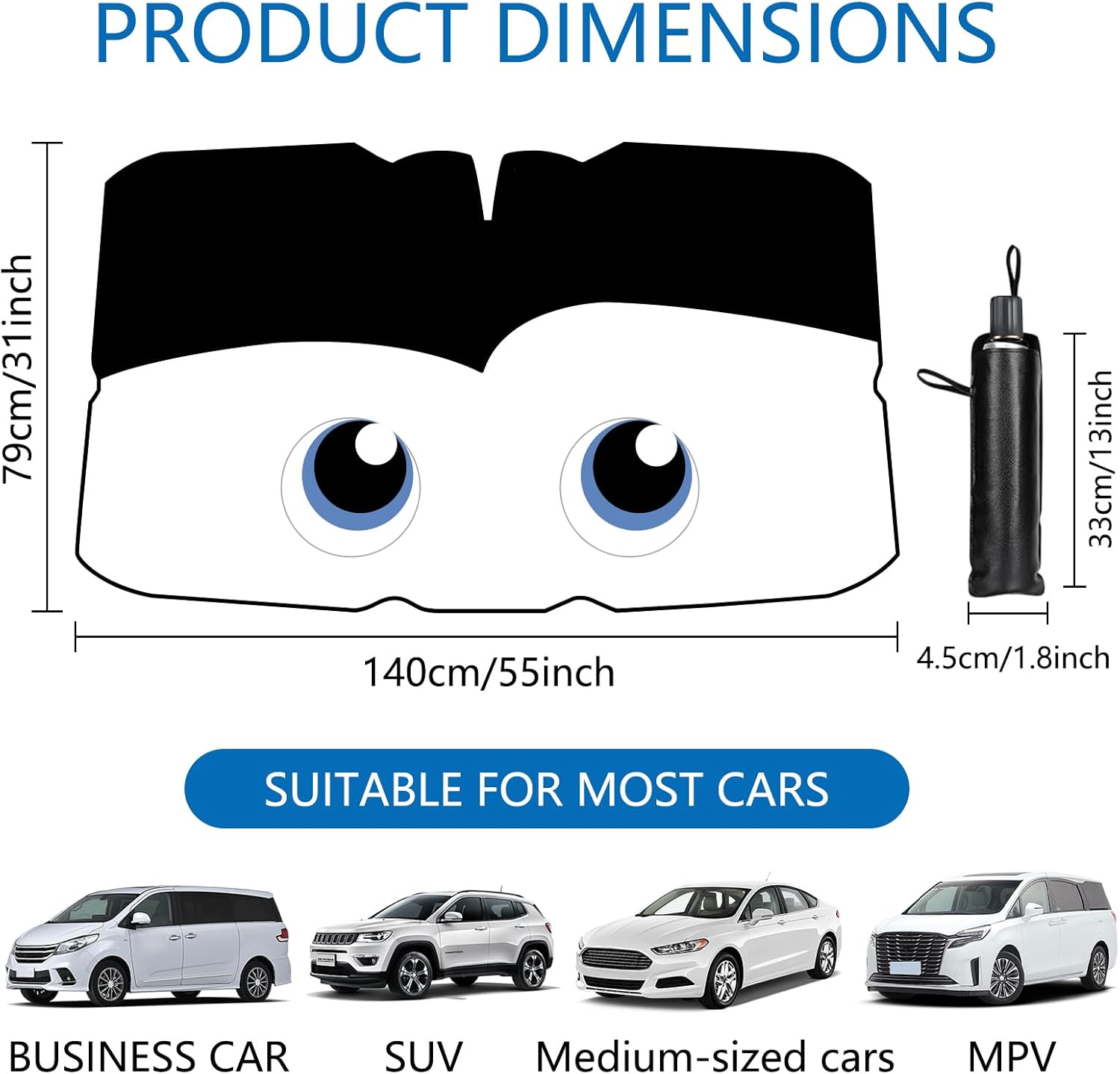 Thumbnail 1 de SUPERFA 140cm x 79cm Car Windscreen Umbrella Sun Shade
