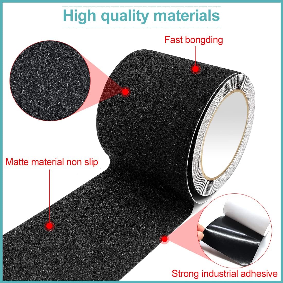 Thumbnail 2 de Nastro Adesivo Antiscivolo Nero XFXIA 10 cm x 5 m – Sicurezza per scale e superfici interne/esterne
