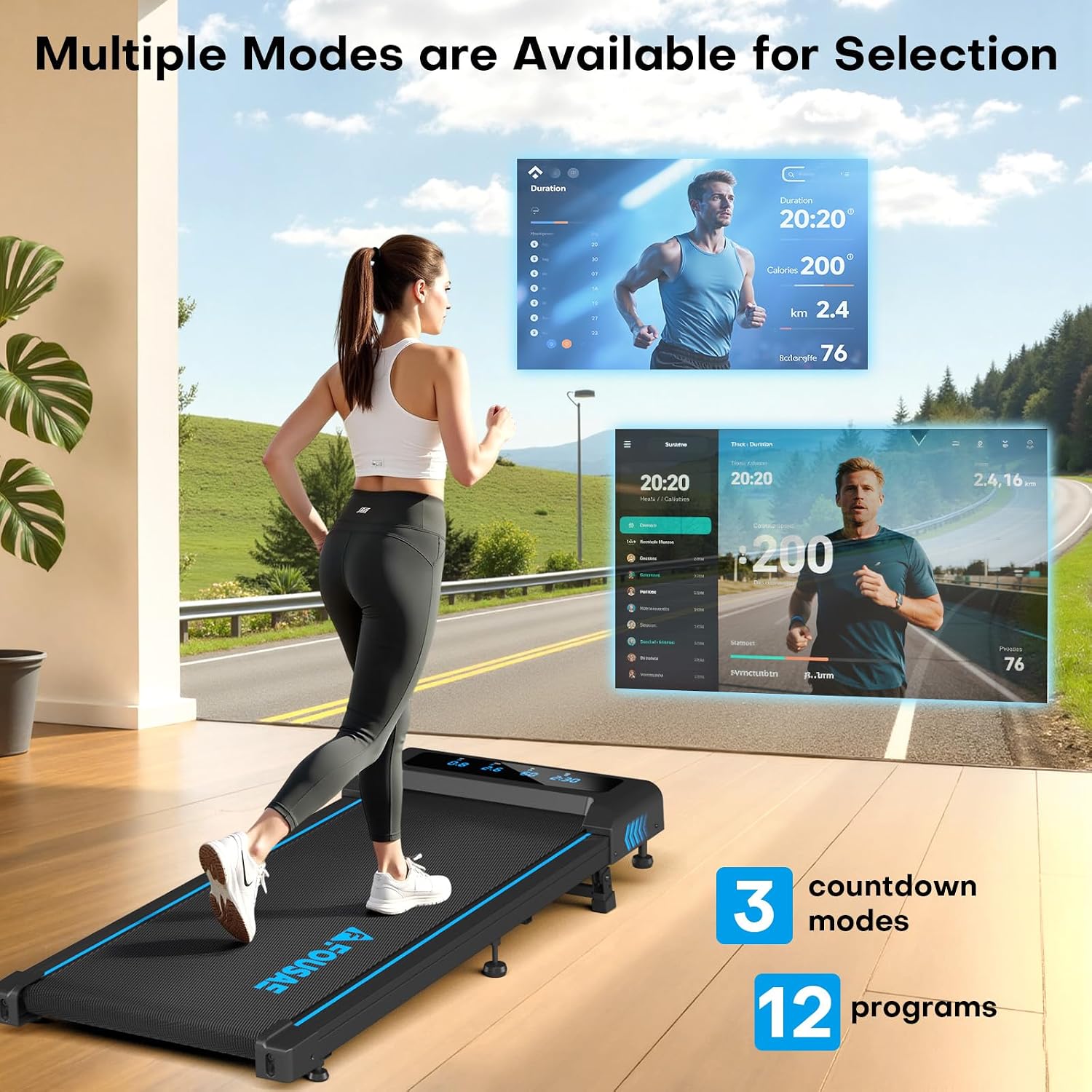 Detalle de FOUSAE FITNESS Walking Pad with 10% Incline (6.2 MPH) – A practical under-desk treadmill for home use
