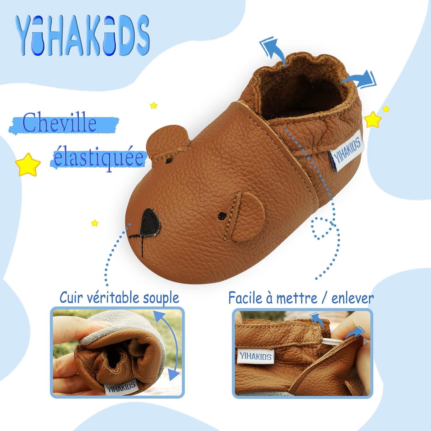 Detalle 2 de YIHAKIDS Chaussures Bébé Cuir Souple 0-6 mois