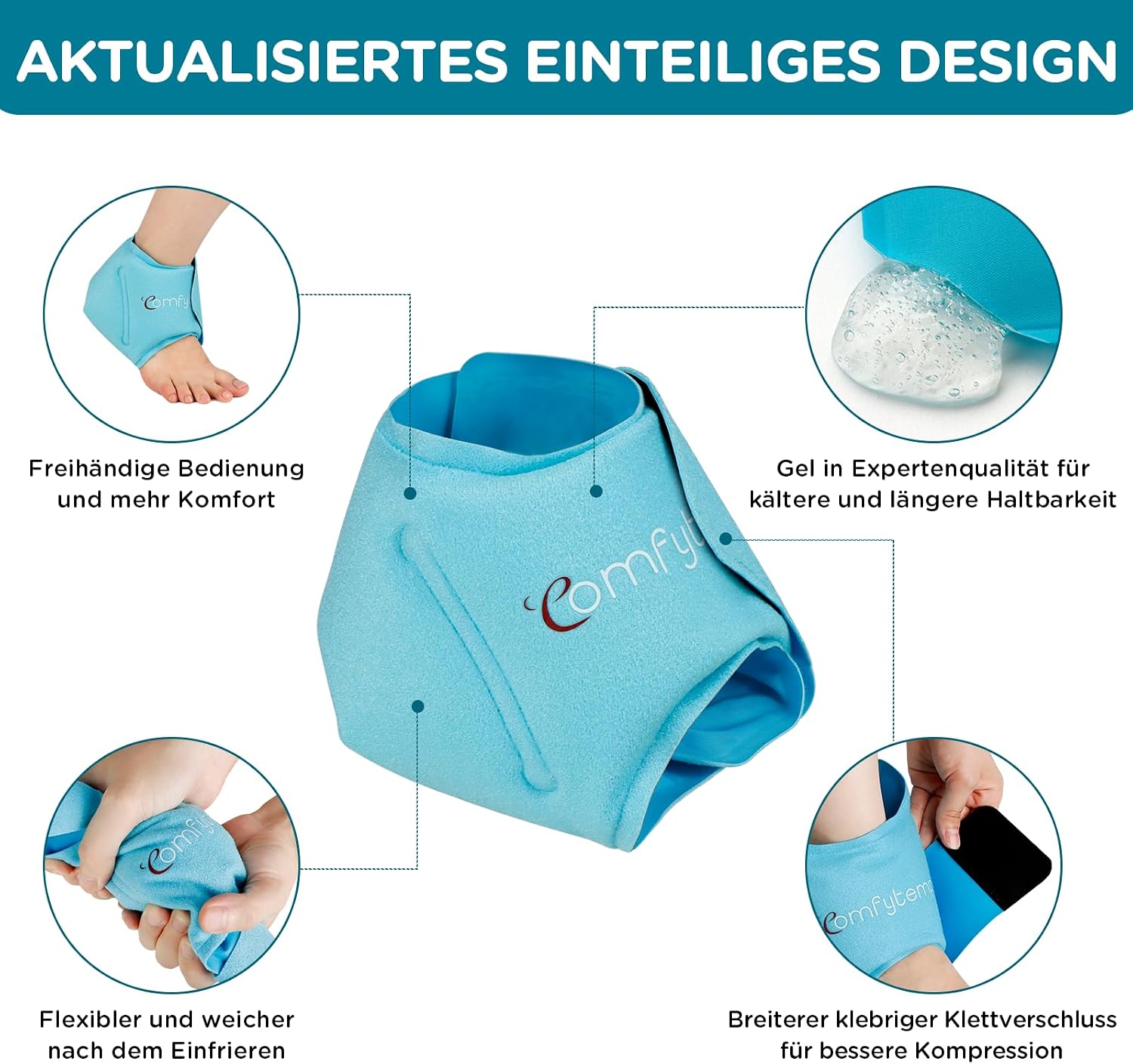 Thumbnail 2 de Comfytemp koelbandage voor enkel en voet, gel, herbruikbaar, 30 x 11 cm