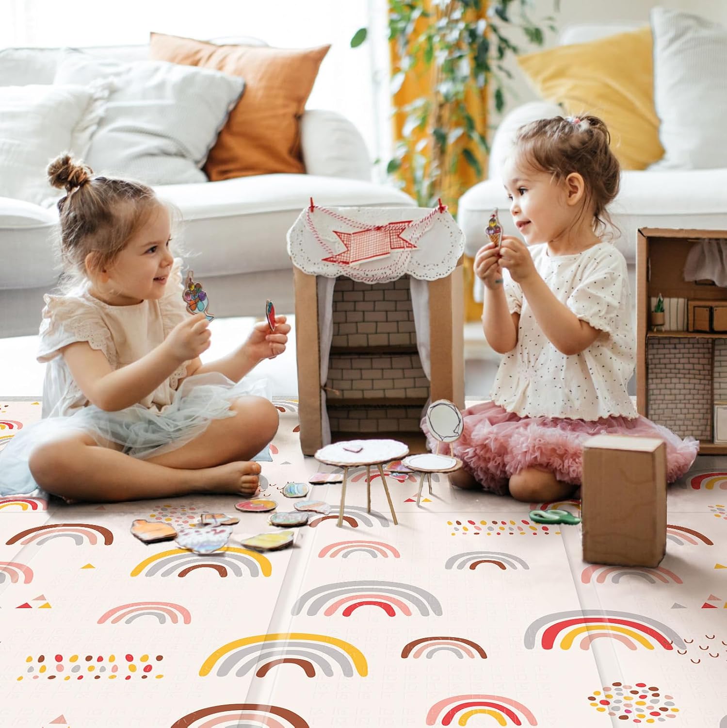 Detalle 2 de PIGLOG PLPM-Rainbow-01 Foldable Baby Play Mat, Reversible Waterproof XPE, 71 x 59 in