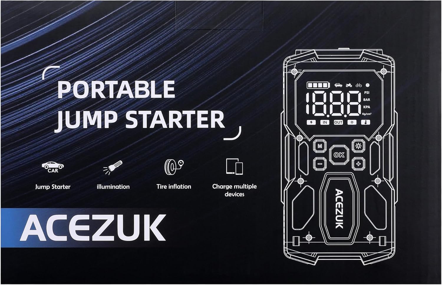 Thumbnail 9 de ACEZUK Arrancador de Batería 7000A ⚡ y Compresor 150PSI
