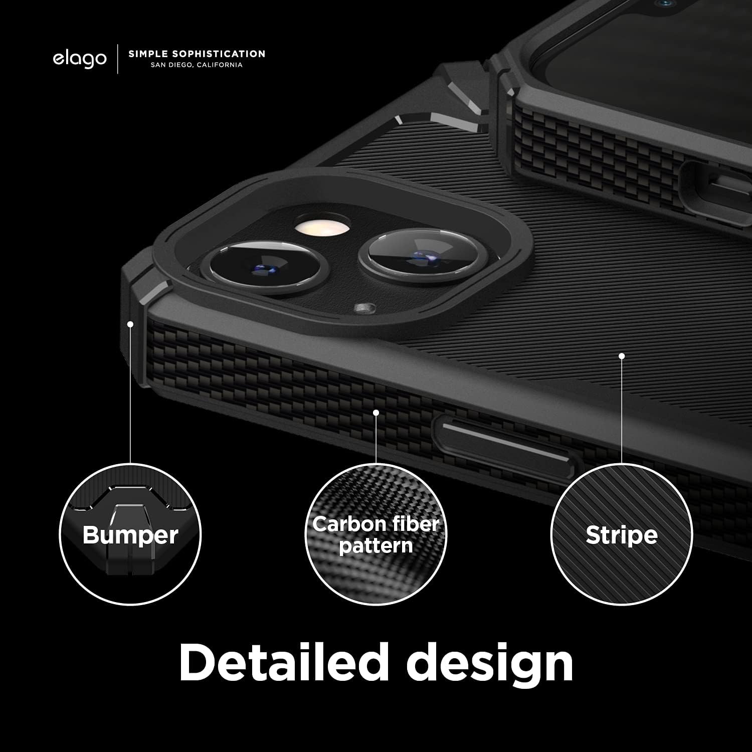 Thumbnail 5 de elago Armor Cover per iPhone 13 (6,1") con protezione antiurto e fibra di carbonio, TPU premium (Nero)