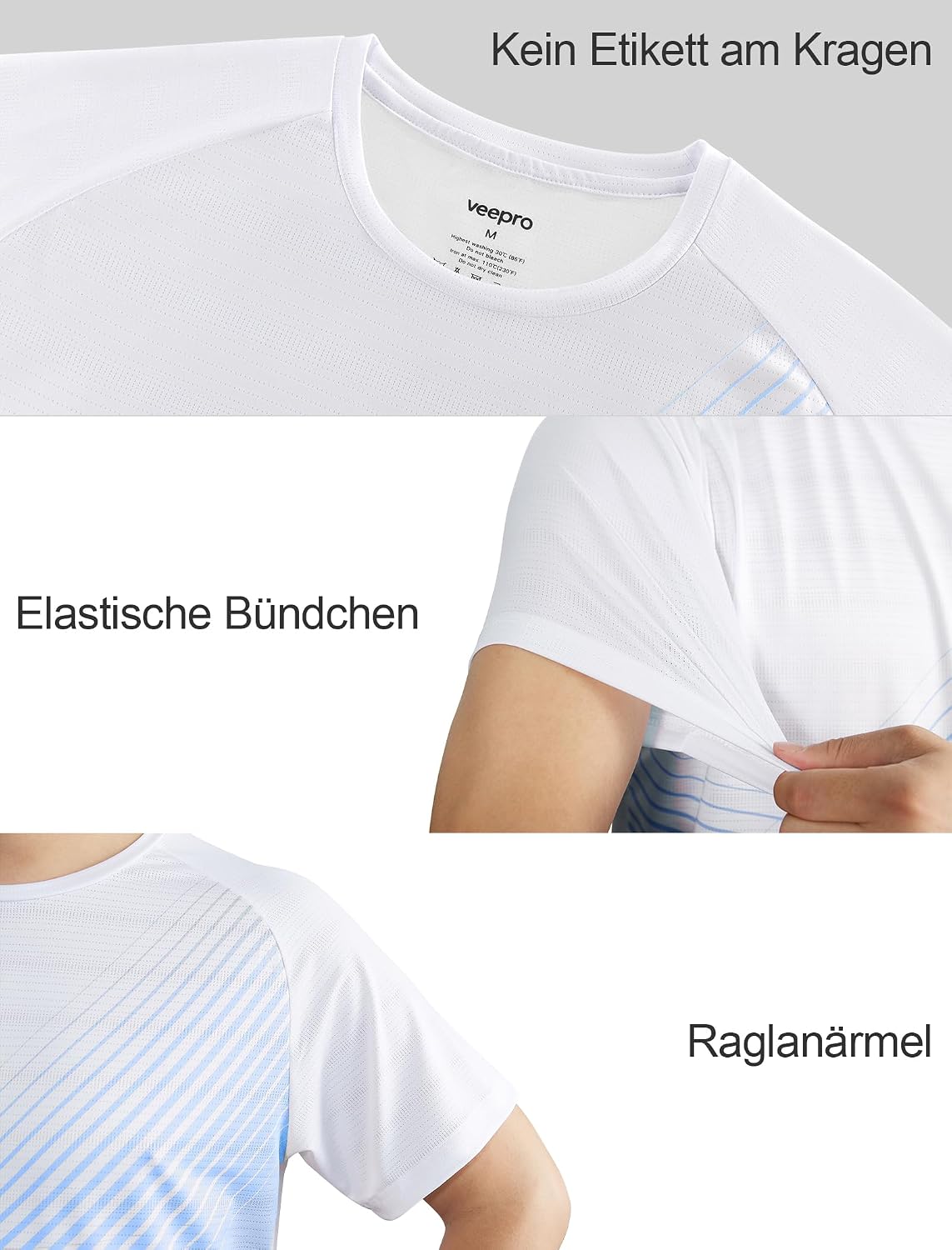 Detalle 2 de Men’s Gym Running T Shirt with Moisture-Wicking, Quick-Dry Tech