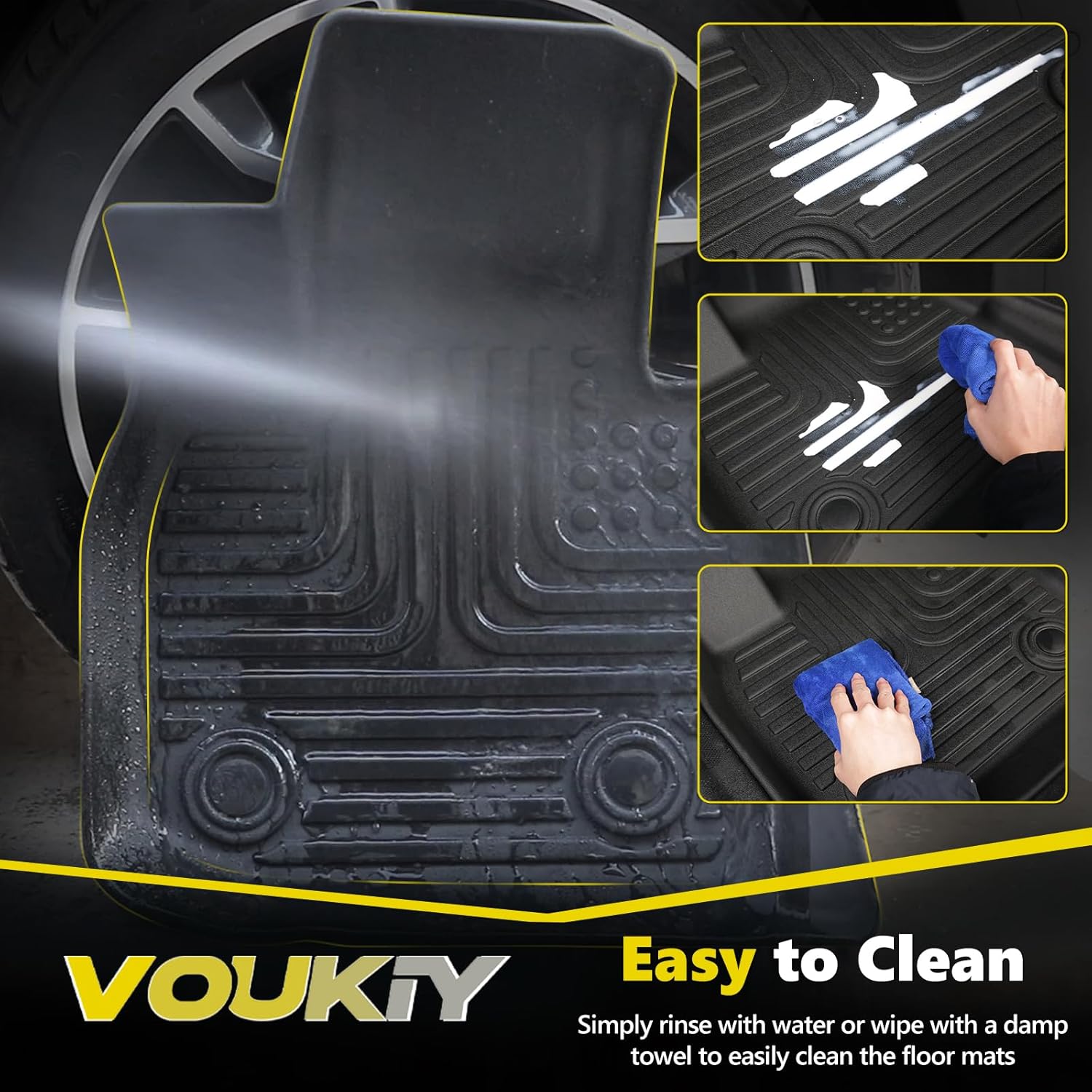 Detalle de VOUKIY All Weather Floor Mats & Cargo Liner for Nissan Leaf (2018–2025) – Custom Fit, Black