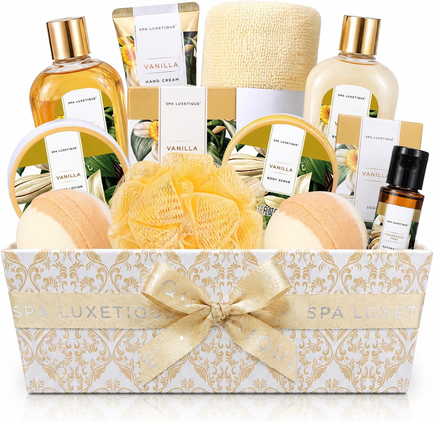 Detalle de Spa Luxetique Vanilla Bath and Body Gift Set, 12-Piece Spa Basket