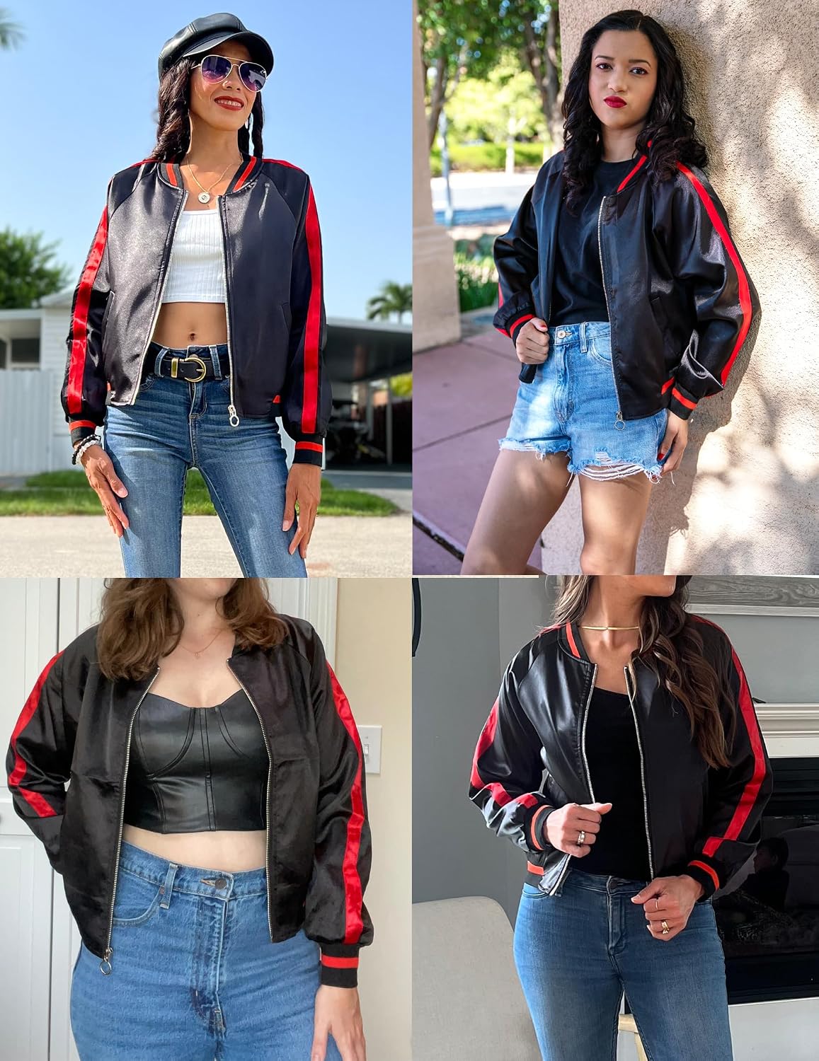 Detalle 1 de Zeagoo Women's Bomber Jacket 100% Polyester