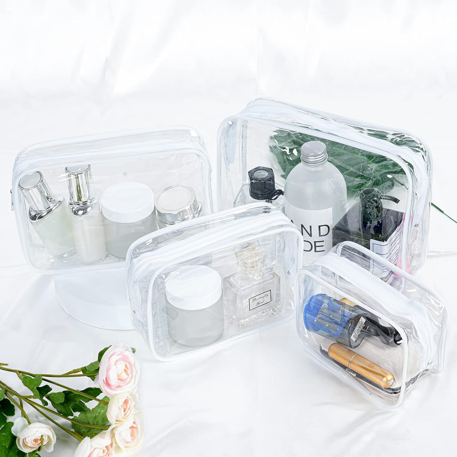 Thumbnail 6 de Aucuu Kulturtasche transparent (4er-Set) – wasserdichte PVC-Reise-Waschtaschen, TSA-zugelassen, für Familie