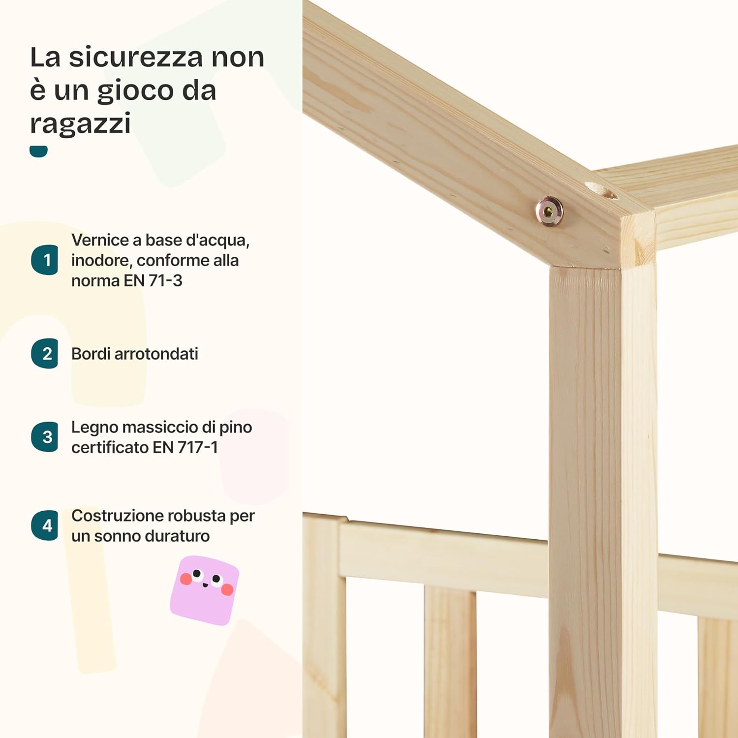 Thumbnail 2 de [en.casa] Letto per cameretta a forma di casetta con barriera, letto singolo 90x200 cm in legno di pino naturale
