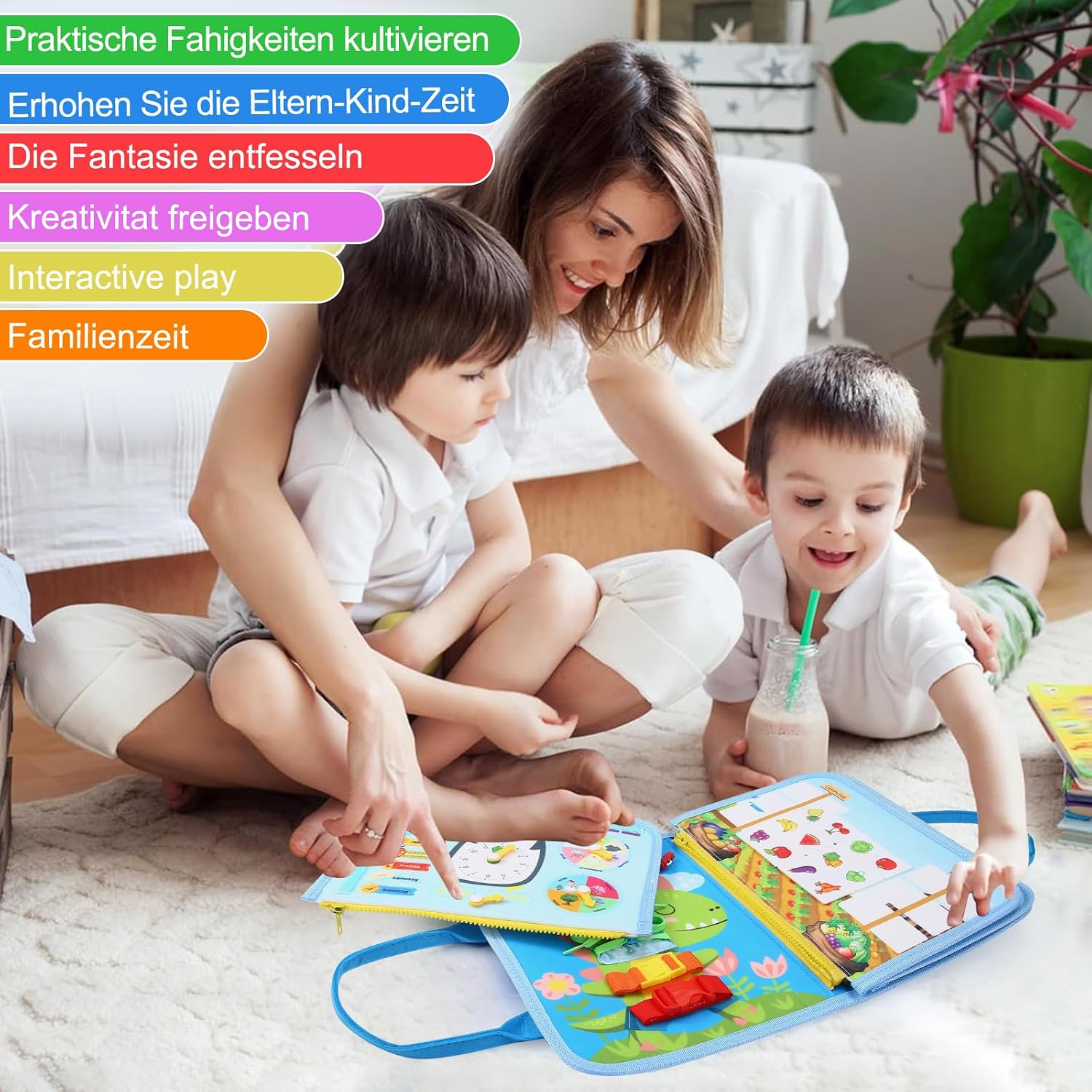 Detalle 1 de khlerox Busy Board Montessori-Spielzeug für Kleinkinder (Hellblau) – sensorisches Lernaktivitätsbrett für Feinmotorik