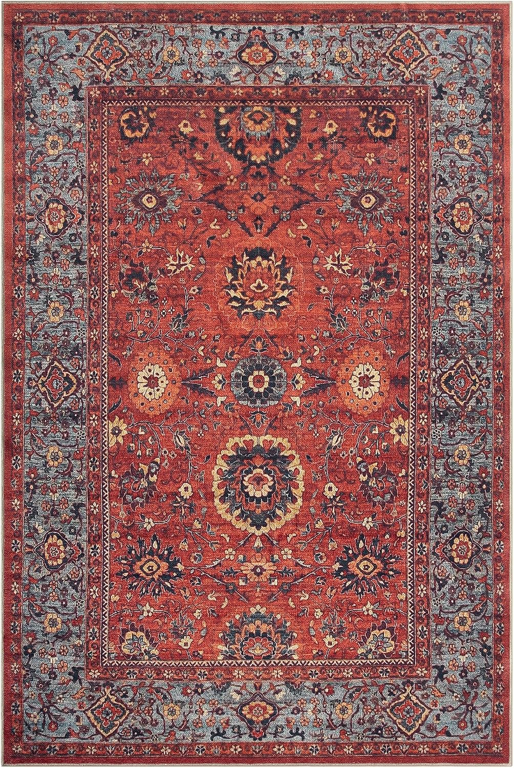 Detalle de Keen Home Design 6x9 Rug: Vintage Moroccan Machine Washable Area Rug with Non-Slip Backing