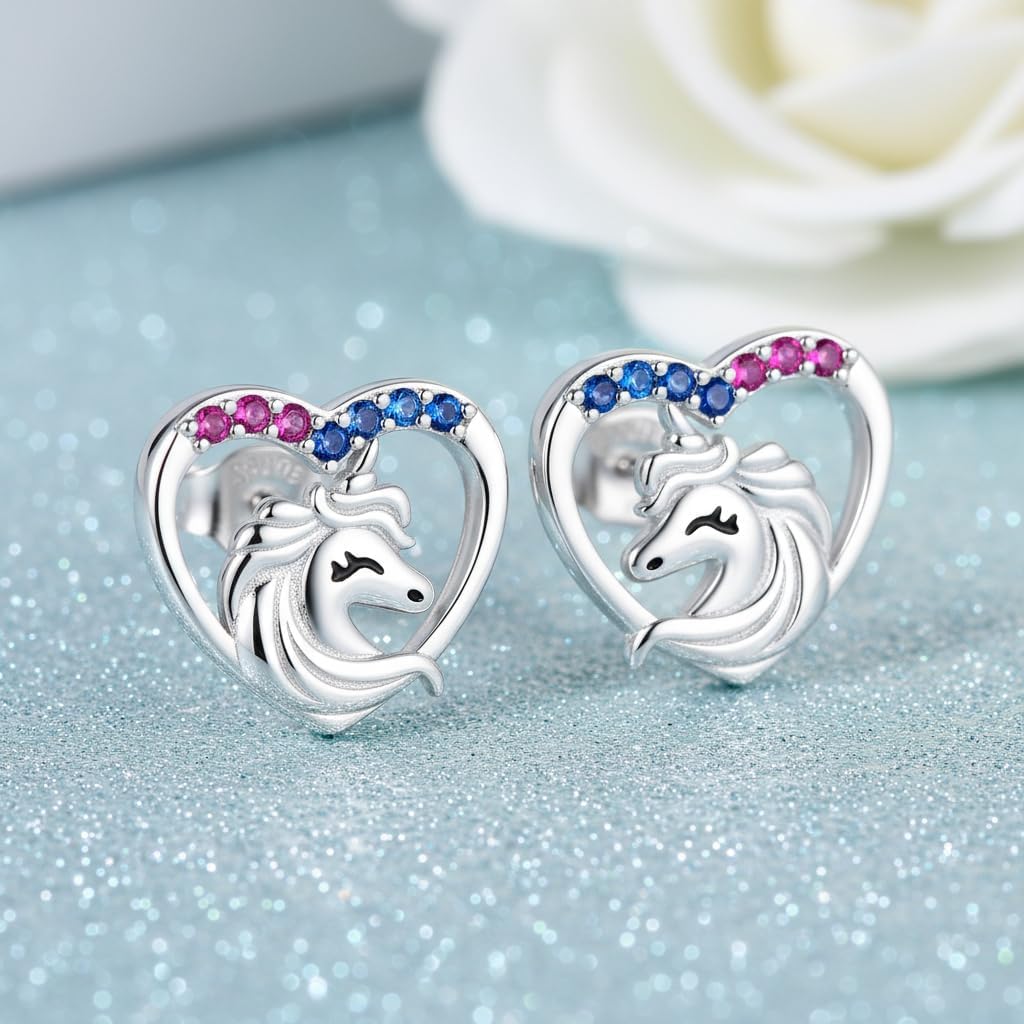 Detalle de J.MOULIN Ohrringe 925 Sterling Silber – Einhorn Ohrstecker aus Sterlingsilber als bedeutungsvolles Geschenk
