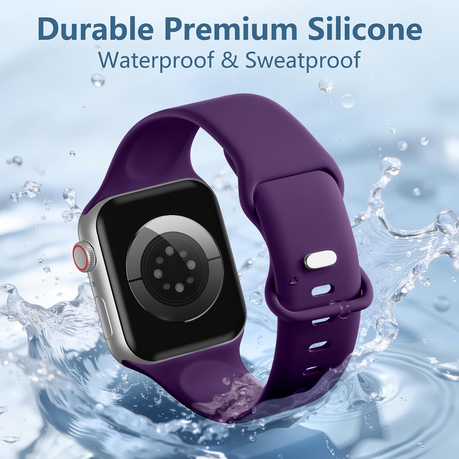 Detalle de DaQin Soft Silicone Band for Apple Watch — 44–49mm, Purple