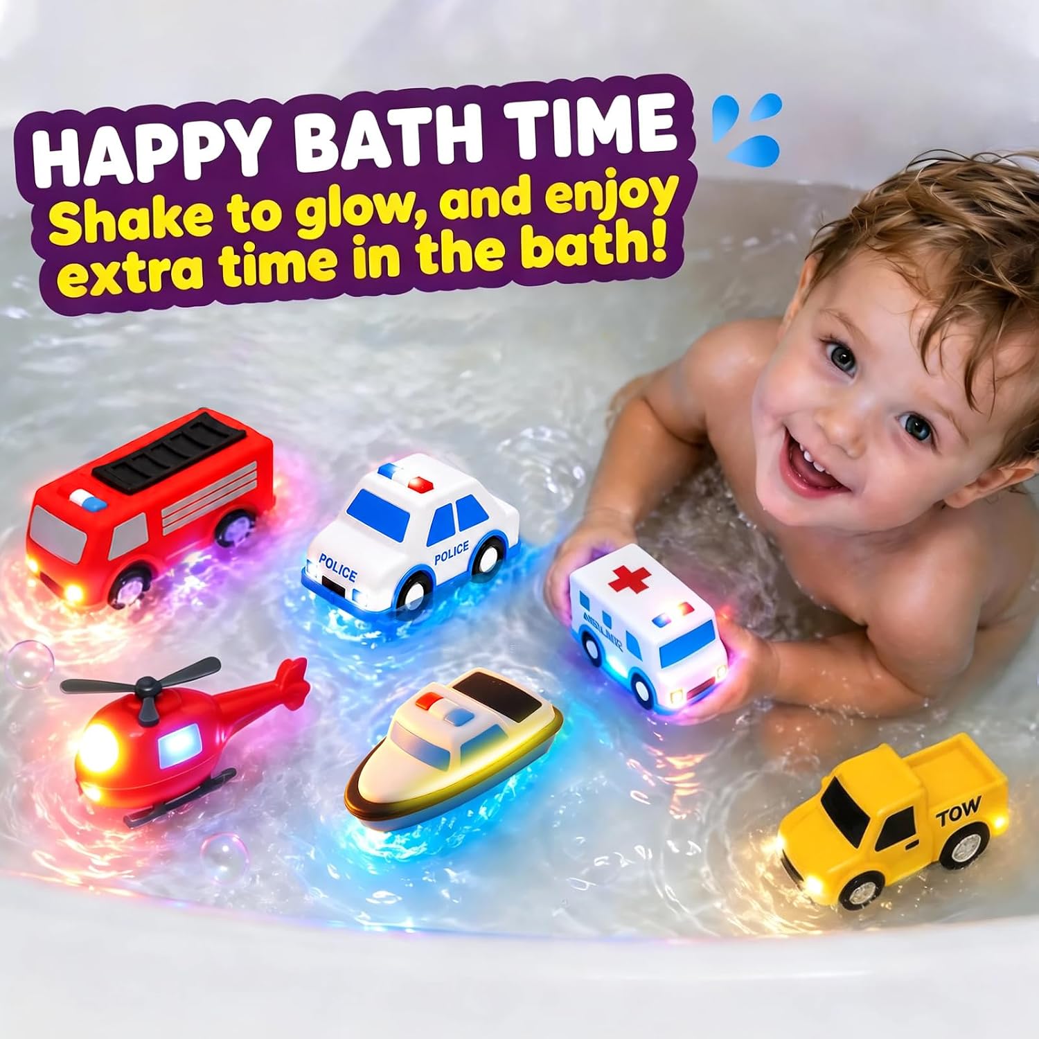 Thumbnail 6 de Light Up Baby Bath Toys (6 Pack) – Silicone, Shake‑Activated Lights for 1+ Year Olds
