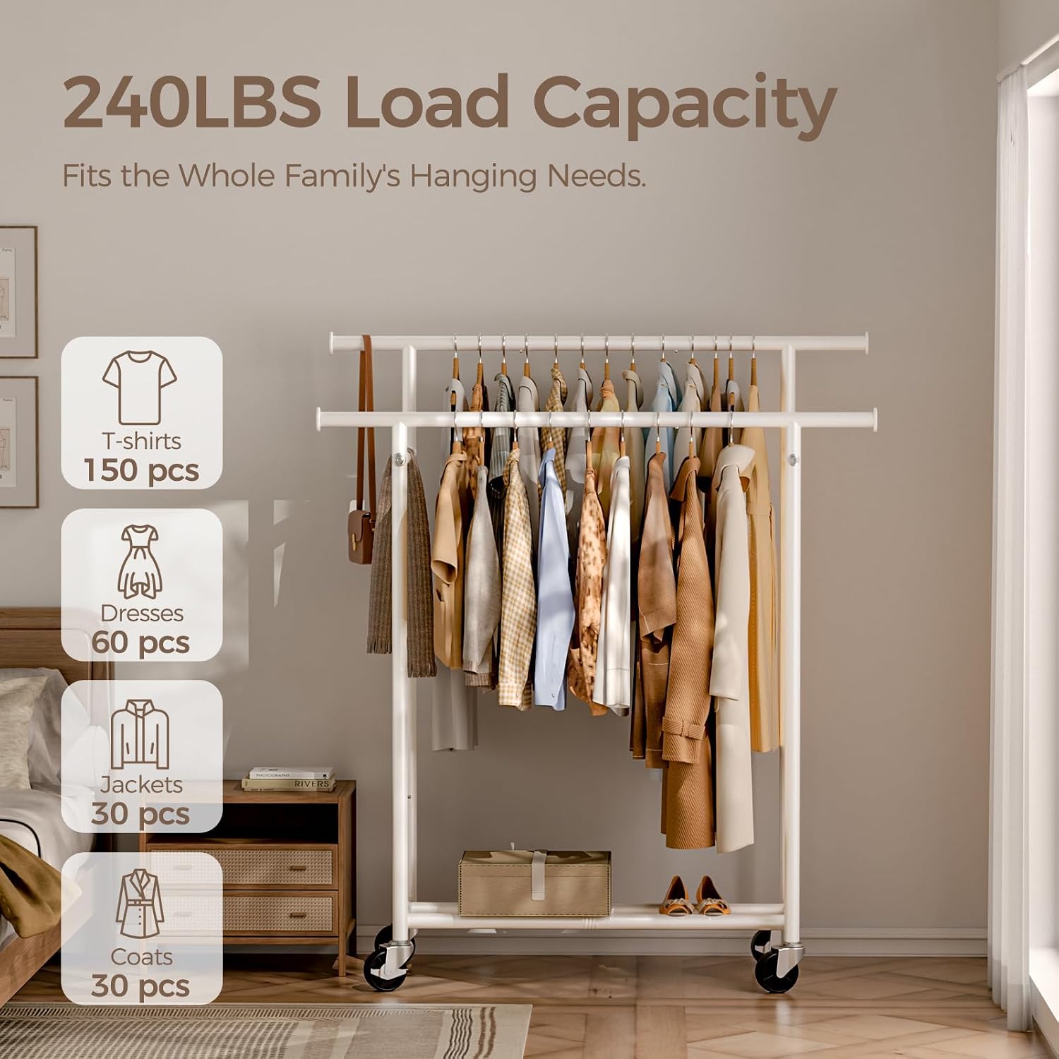 Detalle 2 de HYSEYY Clothes Rack 240 lb Capacity