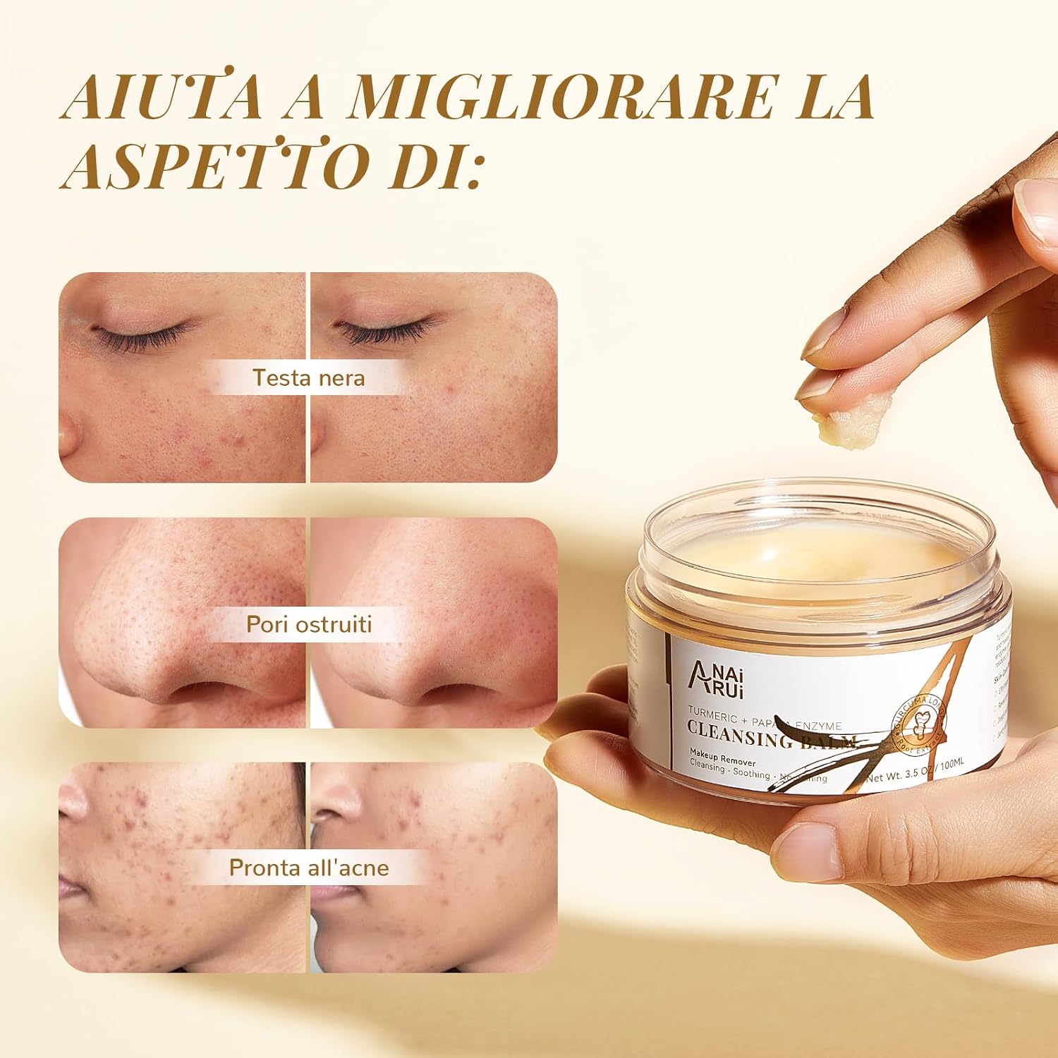 Thumbnail 5 de ANAiRui balsamo detergente con papaya e curcuma per viso: struccante, peeling delicato e pelle più liscia