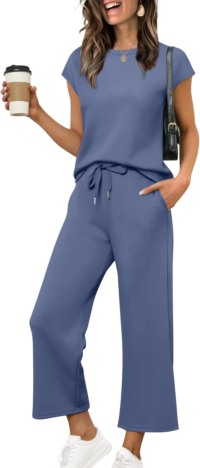 Thumbnail 6 de Sampeel Two Piece Sets for Women: Cap Sleeve Tops & Wide-Leg Crop Pants for Summer Travel