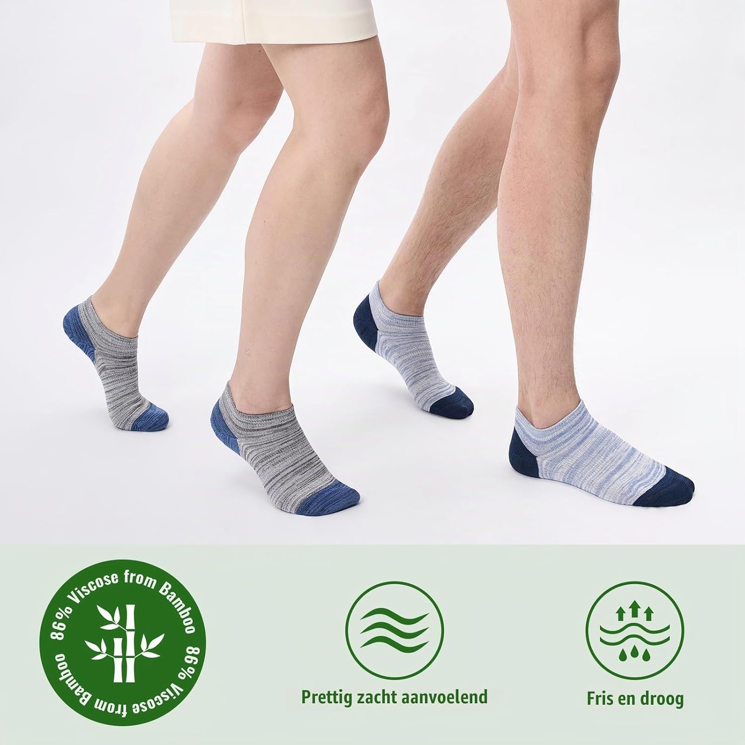 Detalle 2 de Niorasen onzichtbare sokken, bamboe met antislip, 6 paar, maat 35-50