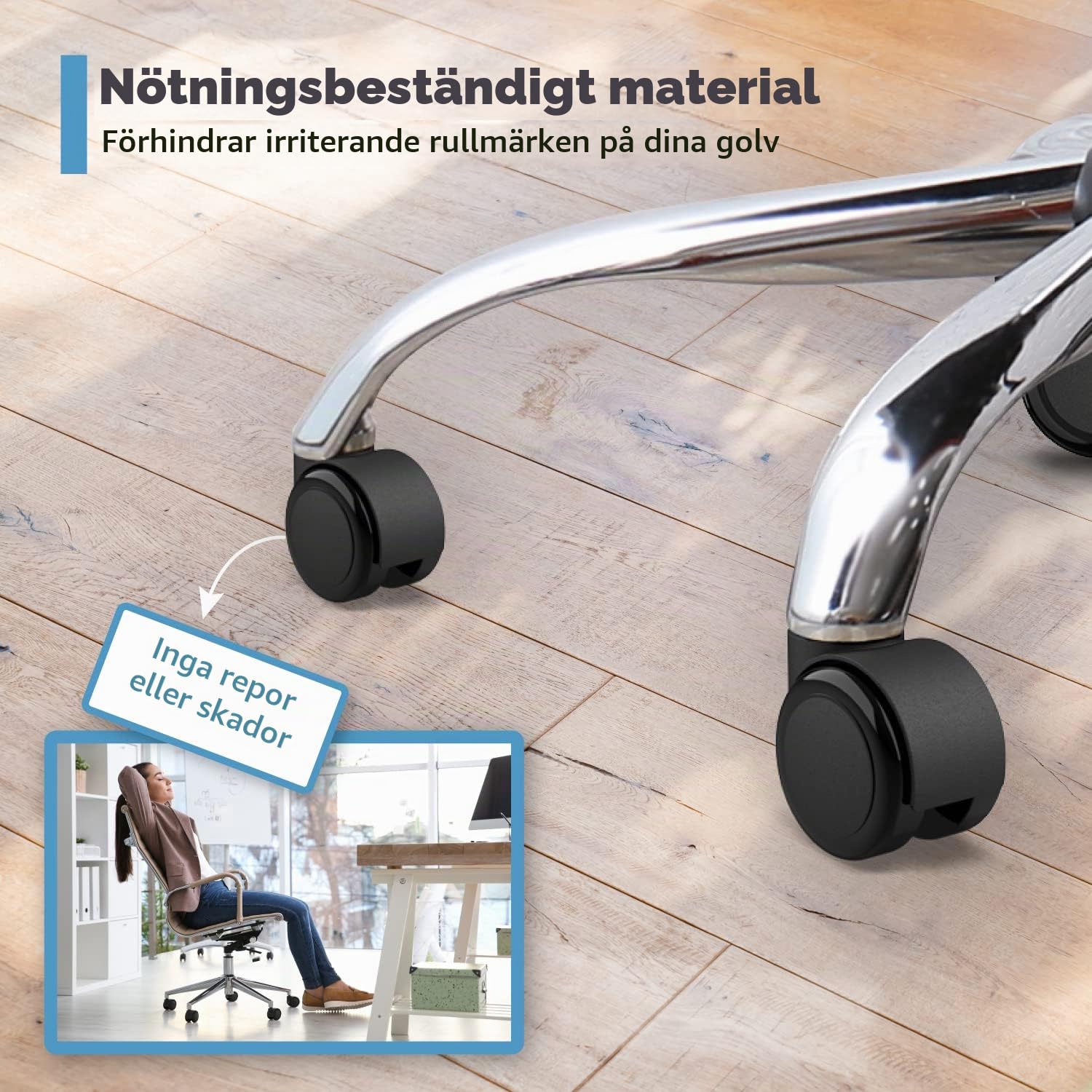Detalle 2 de RAVN HAMAN kontorsstolshjul, 5-pack med gummihjul, 11 × 22 mm