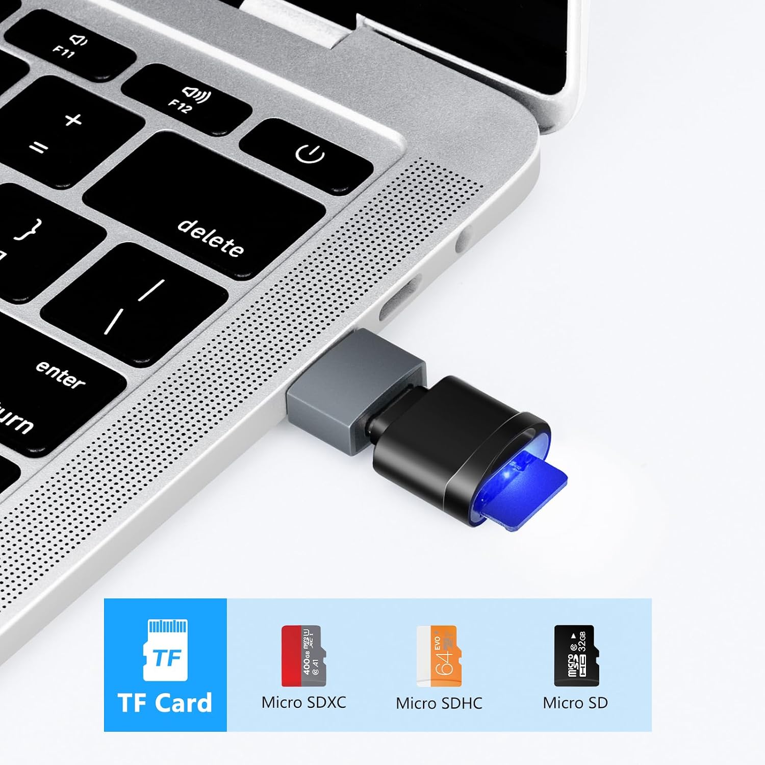 Detalle 2 de Seminer TF-Crad-Reader-BK microSD card reader with USB-C and plug-and-play
