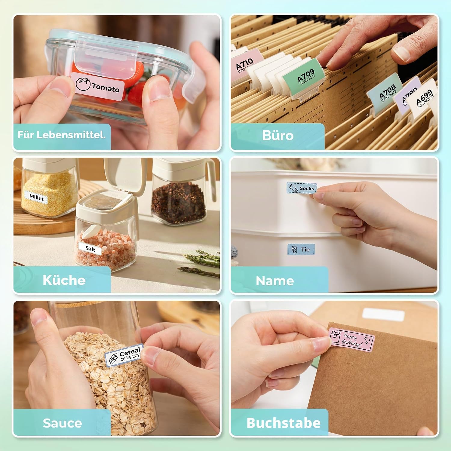 Detalle 2 de NELKO P21 Etikettenhersteller-Band 14 × 40 mm – Thermoetikettenpapier, 180 Etiketten/Rolle, BPA-frei