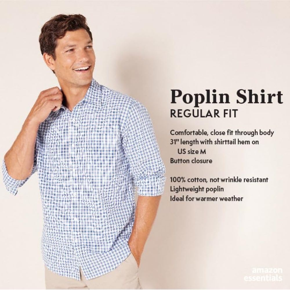 Thumbnail 1 de Amazon Essentials Men's Regular-Fit Long-Sleeve Poplin Shirt