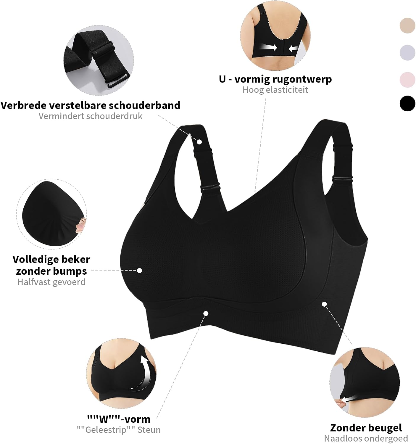 Detalle 2 de Fittingirls draadloze push-up minimizerbeha met volledige bedekking