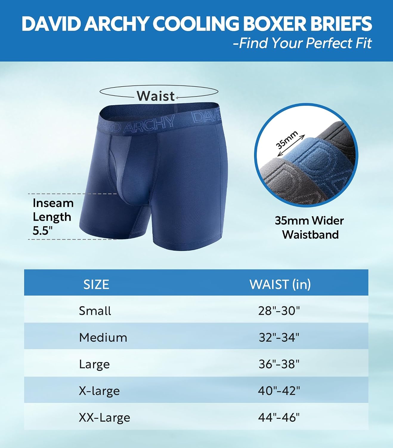 Detalle 2 de DAVID ARCHY MDANK17 Men's Bamboo Rayon Breathable Boxer Briefs Multipack