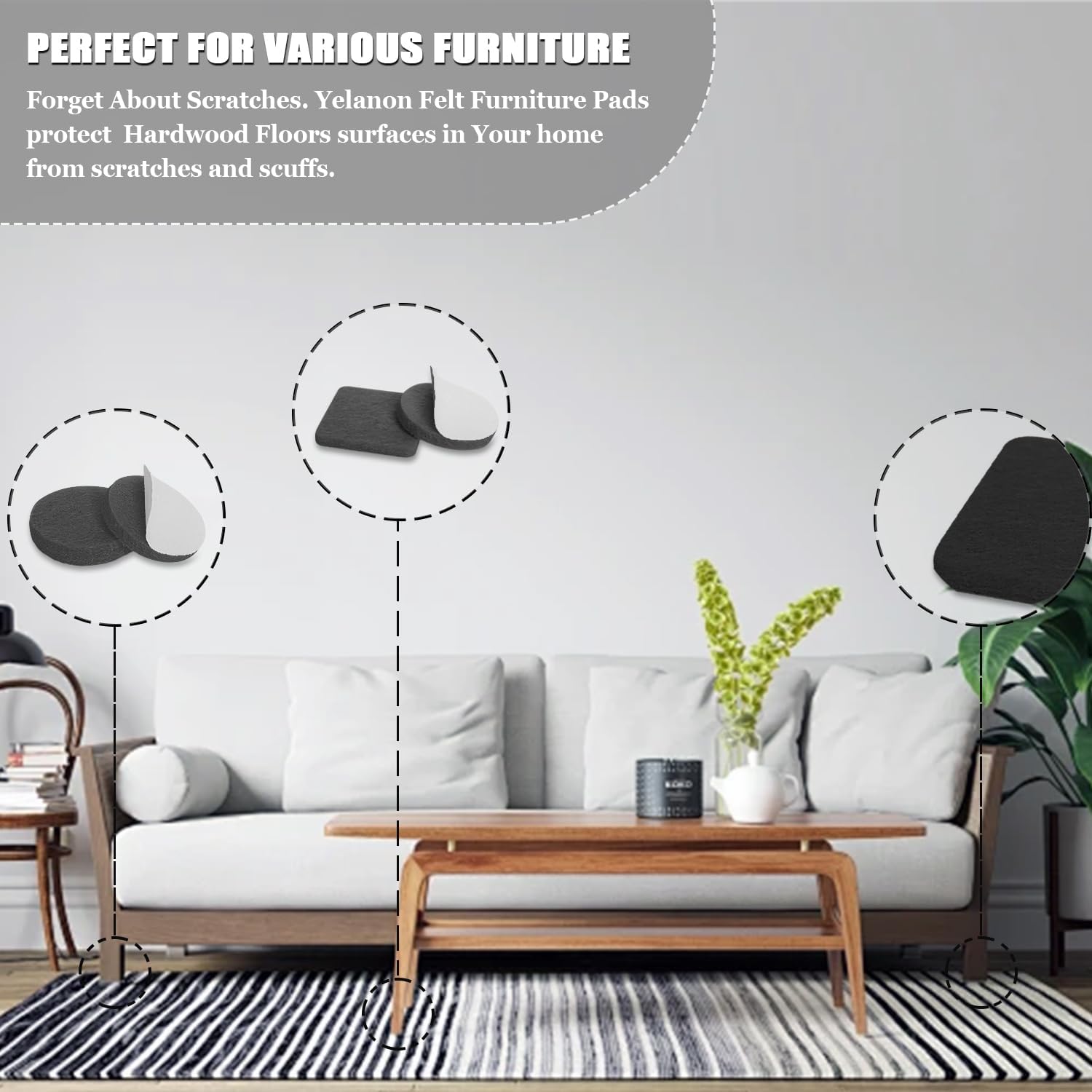 Thumbnail 6 de Yelanon Felt Furniture Pads 182 pack