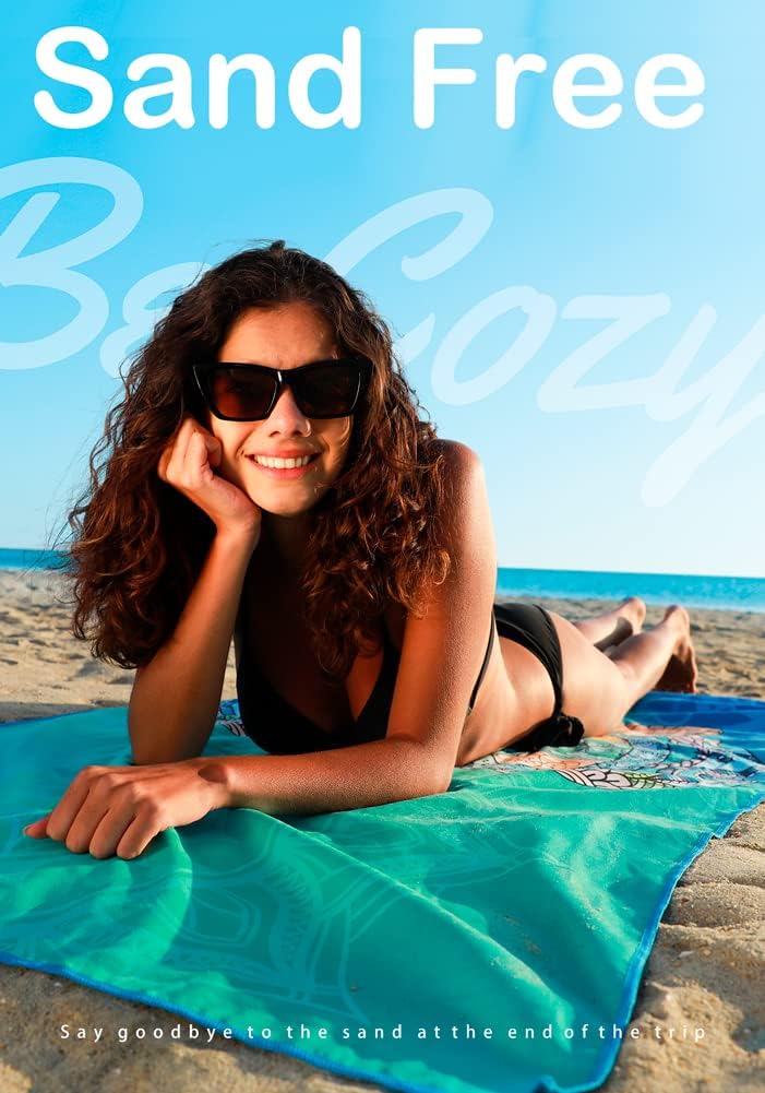 Detalle 2 de Widdonen 2-Pack Microfiber Lightweight Beach Towels (Sand-Repellent, Quick-Dry, Travel-Friendly)